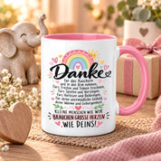 Herzbotschaft Danke Tasse Erzieherin Kindergärtnerin Kaffeetasse KiTa