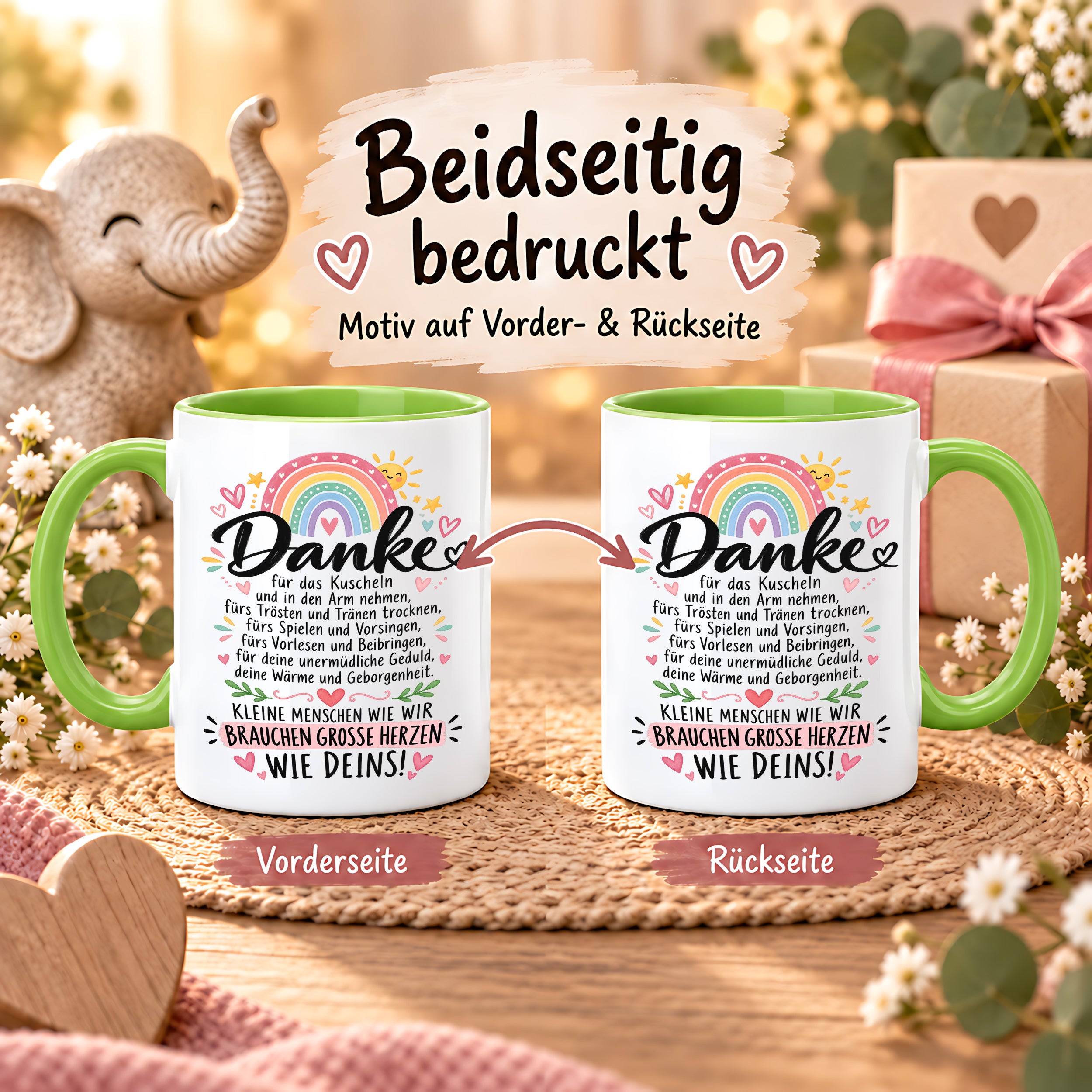 Herzbotschaft Danke Tasse Erzieherin Kindergärtnerin Kaffeetasse KiTa