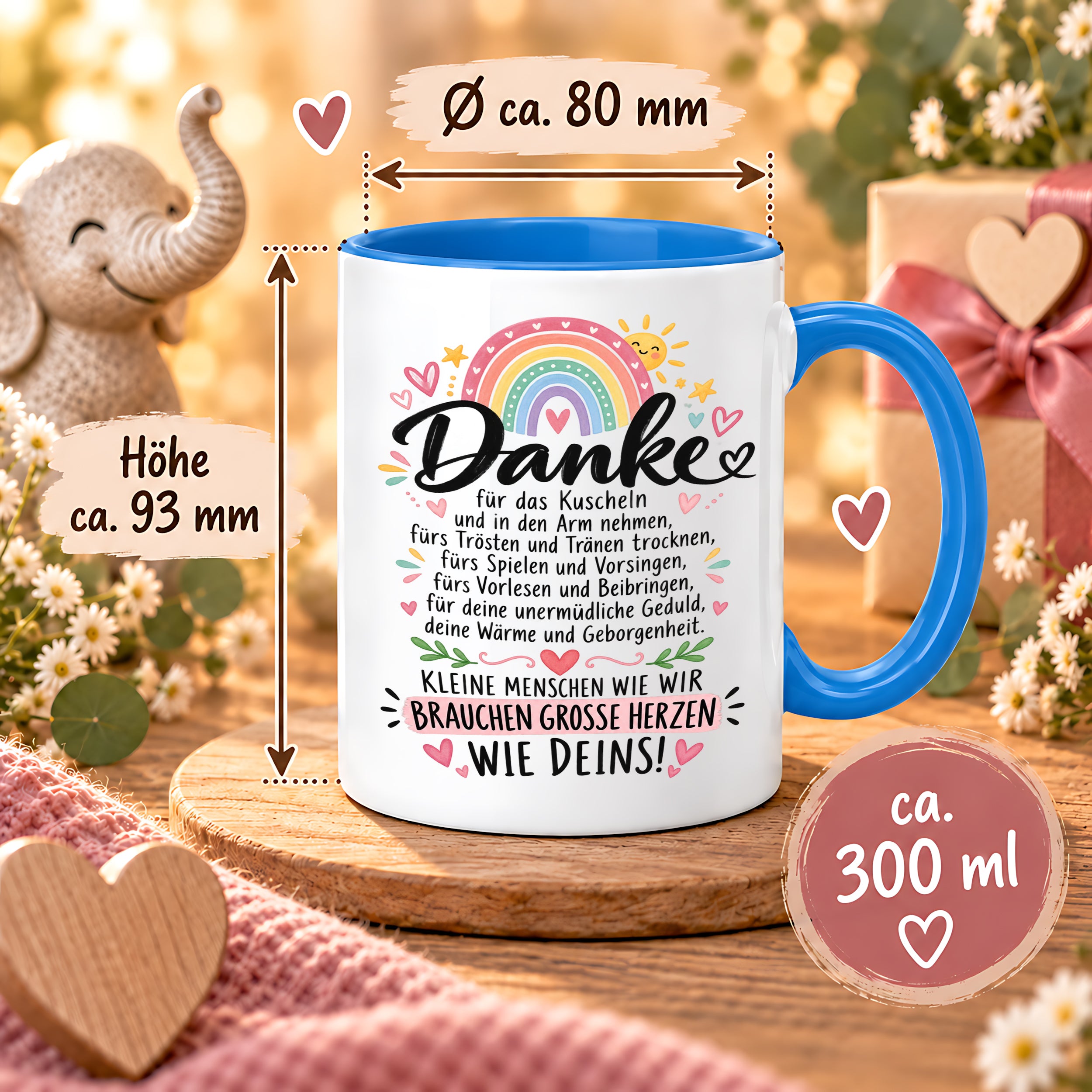 Herzbotschaft Danke Tasse Erzieherin Kindergärtnerin Kaffeetasse KiTa
