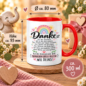 Herzbotschaft Danke Tasse Erzieherin Kindergärtnerin Kaffeetasse KiTa
