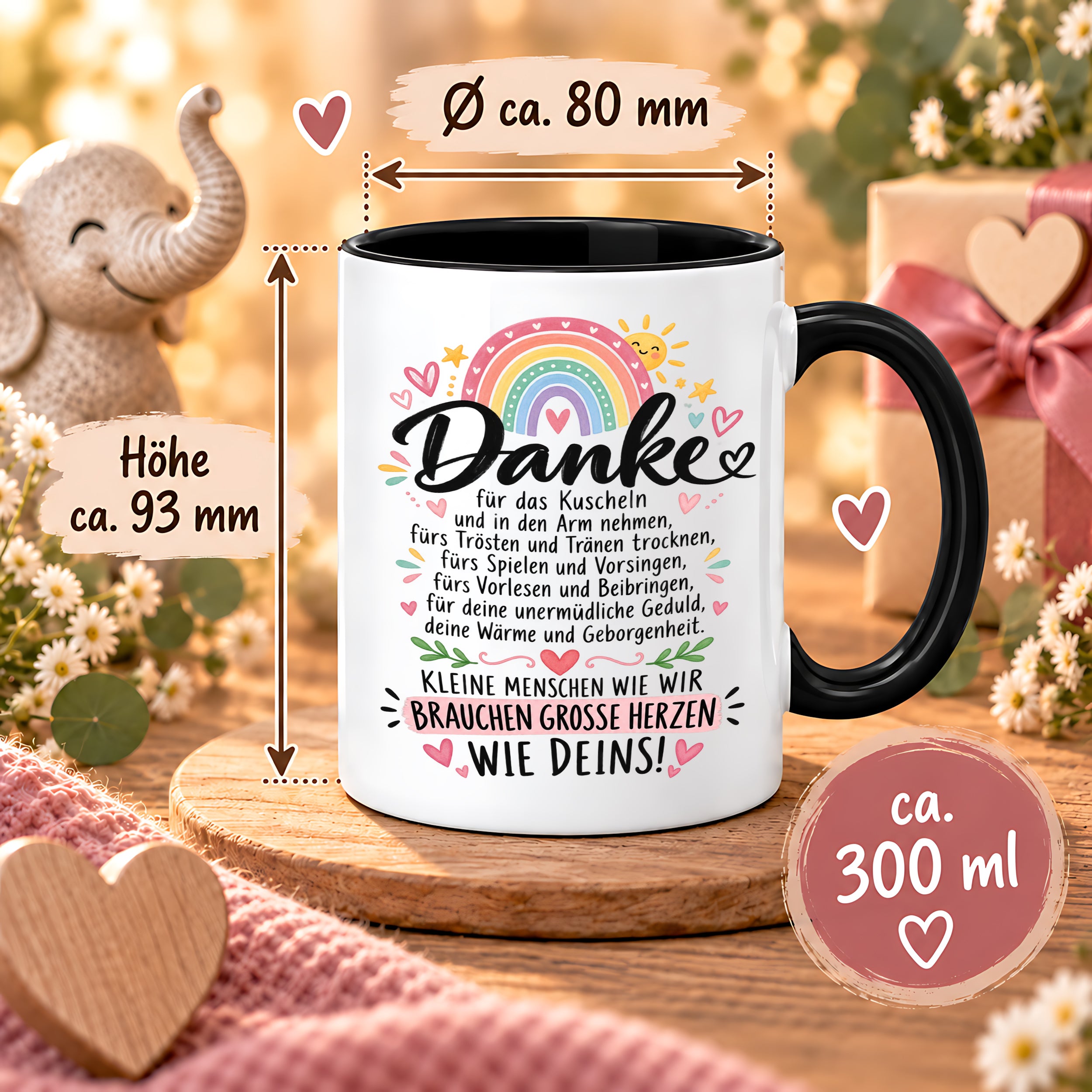 Herzbotschaft Danke Tasse Erzieherin Kindergärtnerin Kaffeetasse KiTa