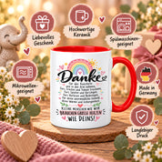 Herzbotschaft Danke Tasse Erzieherin Kindergärtnerin Kaffeetasse KiTa