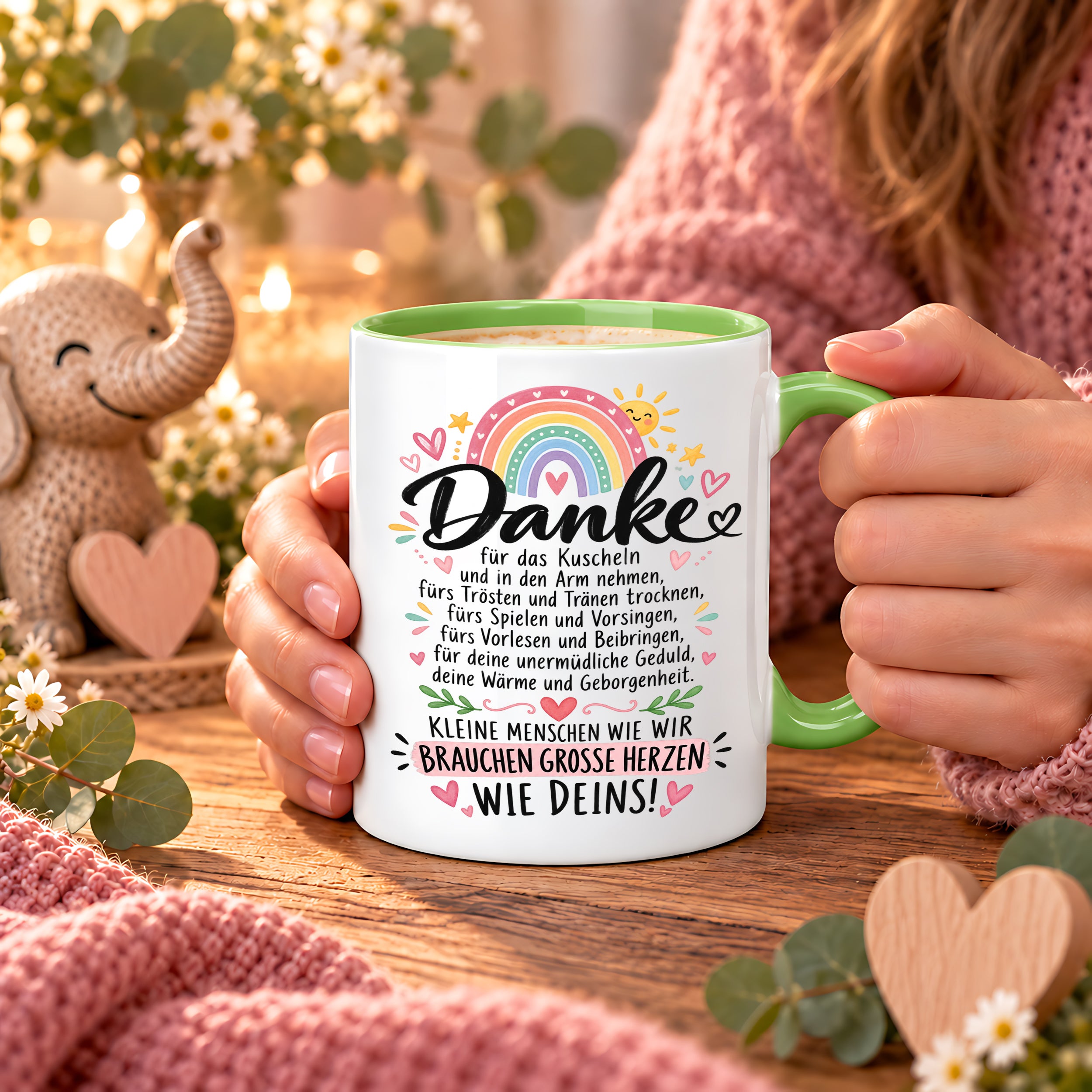 Herzbotschaft Danke Tasse Erzieherin Kindergärtnerin Kaffeetasse KiTa