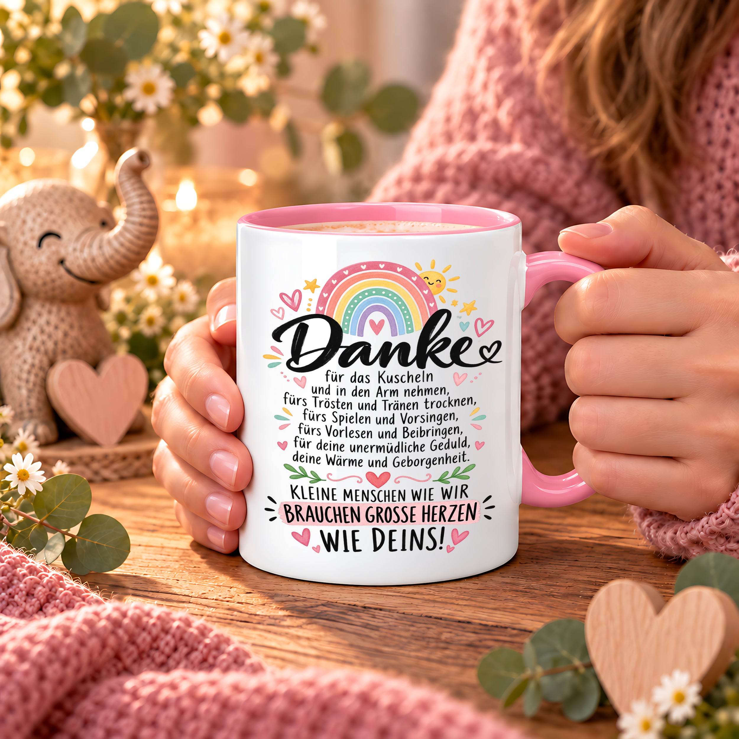 Herzbotschaft Danke Tasse Erzieherin Kindergärtnerin Kaffeetasse KiTa