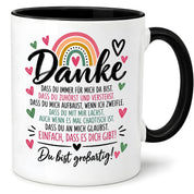 Herzbotschaft Tasse Danke Geschenk für Lieblingsmensch Danksagung