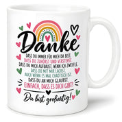 Herzbotschaft Tasse Danke Geschenk für Lieblingsmensch Danksagung
