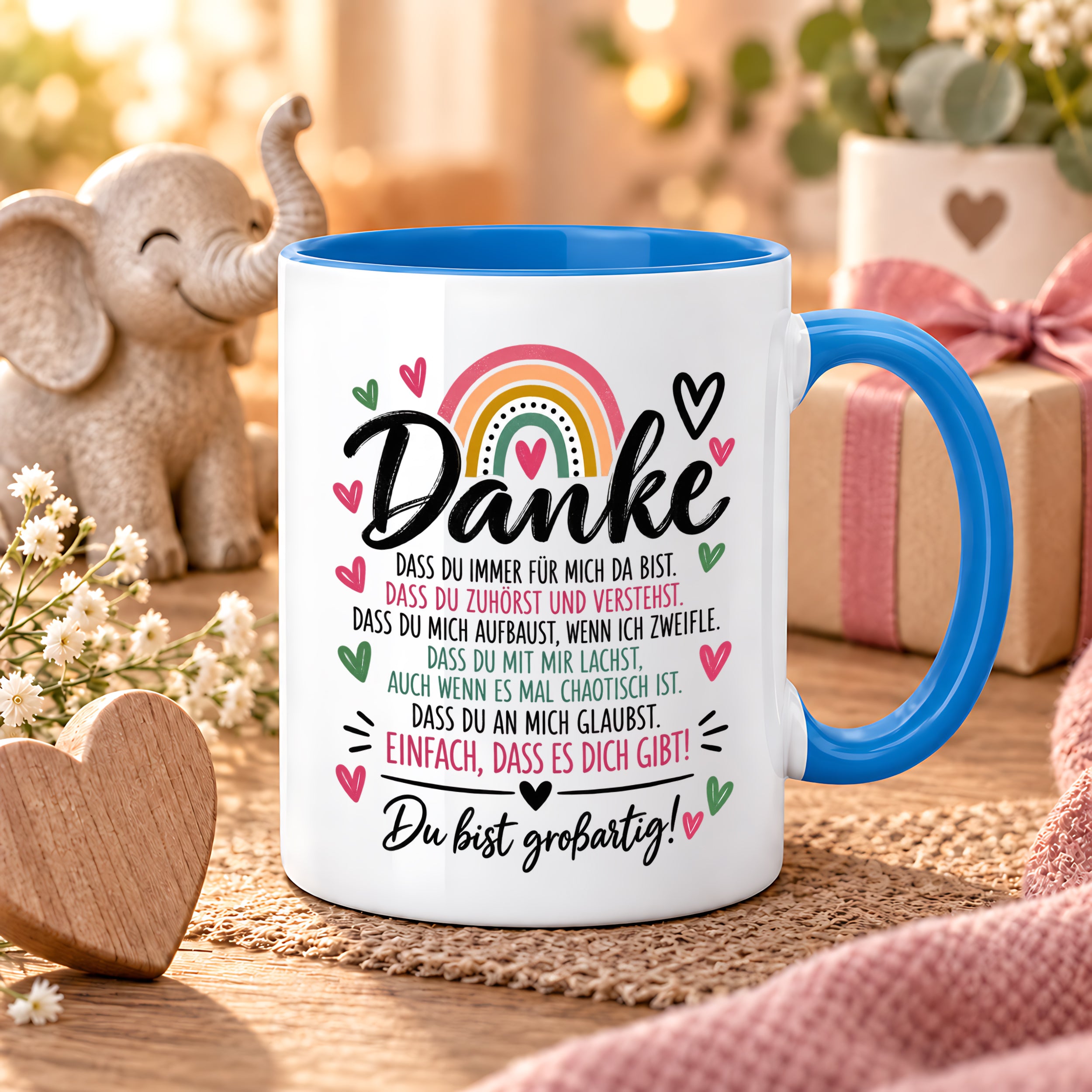 Herzbotschaft Tasse Danke Geschenk für Lieblingsmensch Danksagung