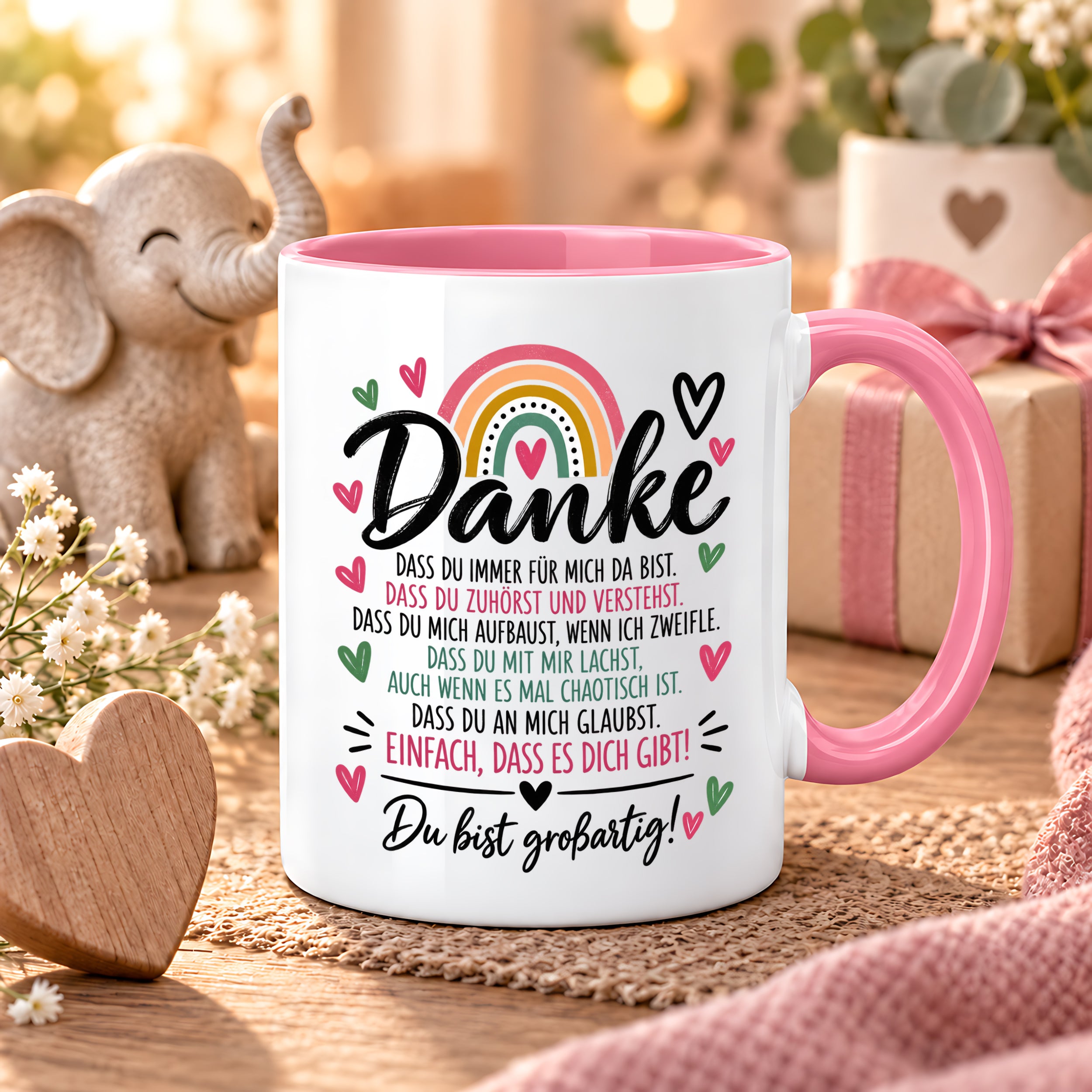 Herzbotschaft Tasse Danke Geschenk für Lieblingsmensch Danksagung