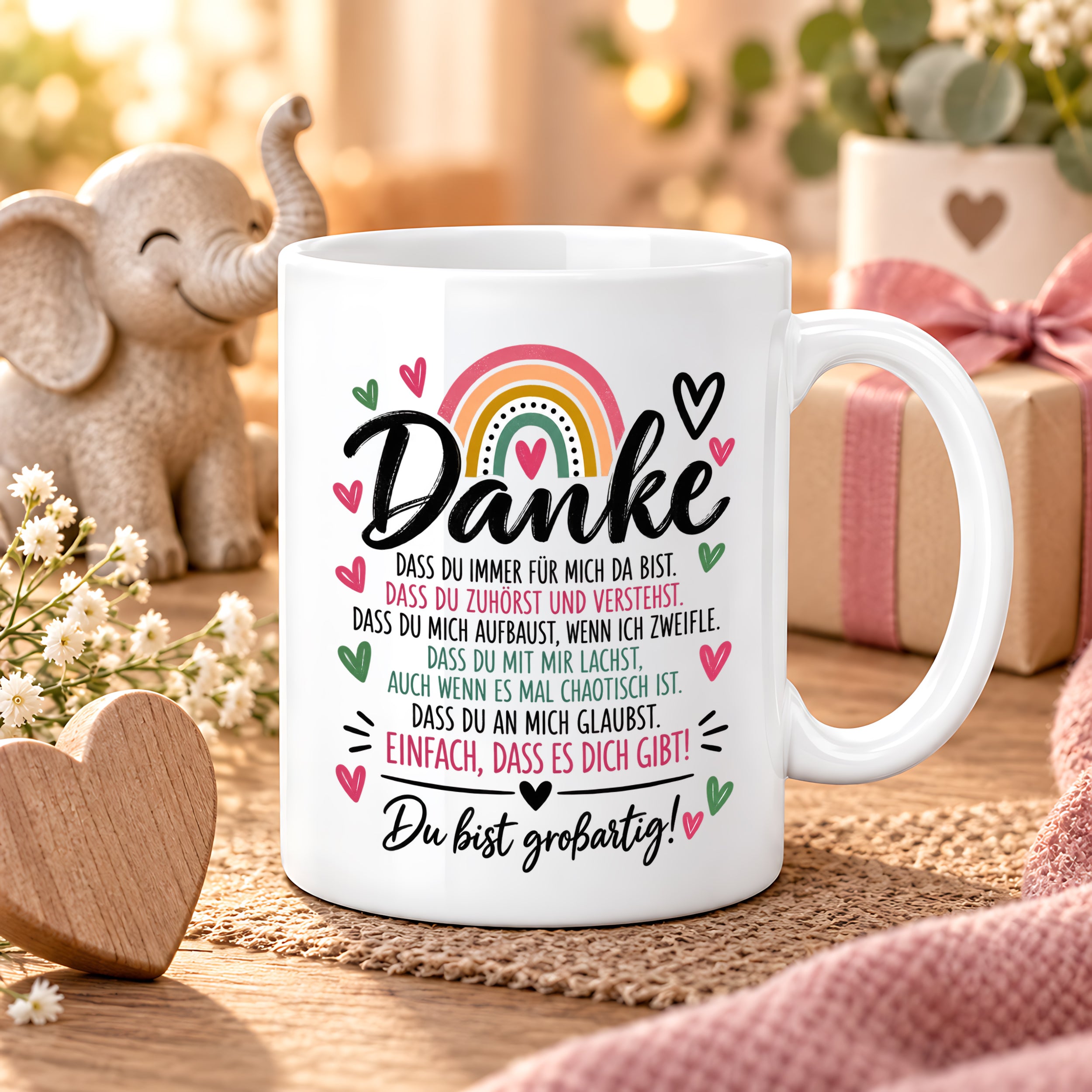 Herzbotschaft Tasse Danke Geschenk für Lieblingsmensch Danksagung