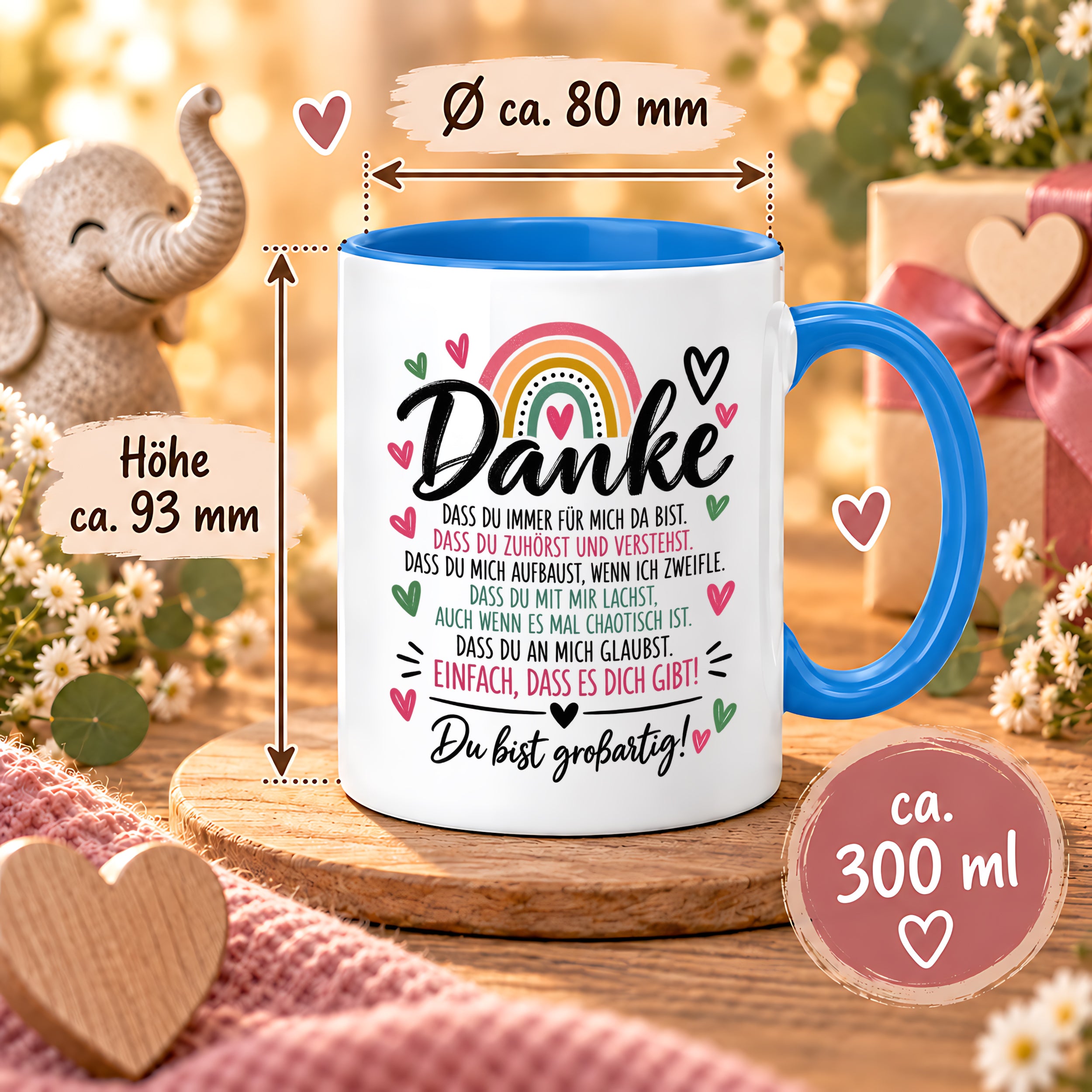 Herzbotschaft Tasse Danke Geschenk für Lieblingsmensch Danksagung