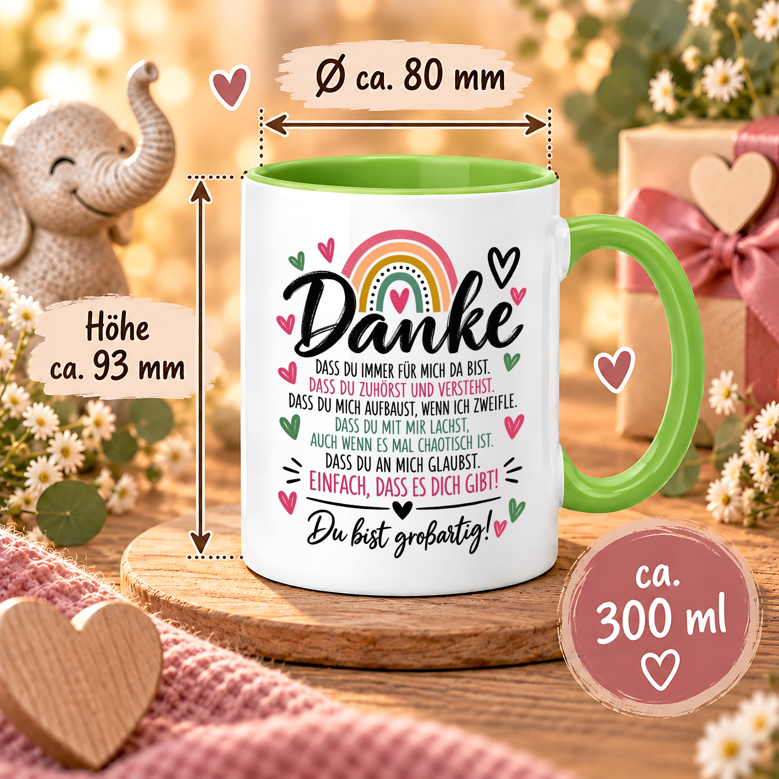 Herzbotschaft Tasse Danke Geschenk für Lieblingsmensch Danksagung
