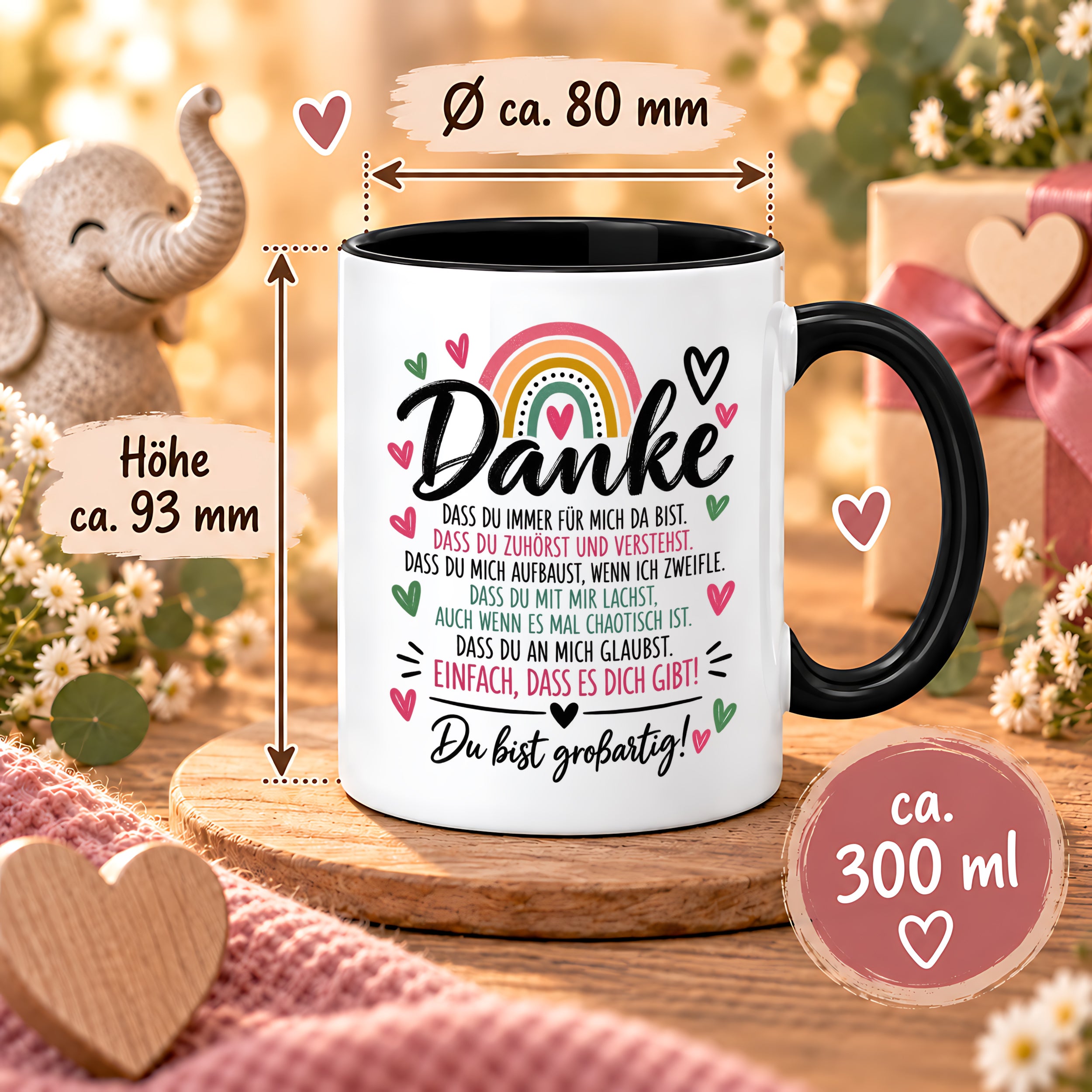 Herzbotschaft Tasse Danke Geschenk für Lieblingsmensch Danksagung