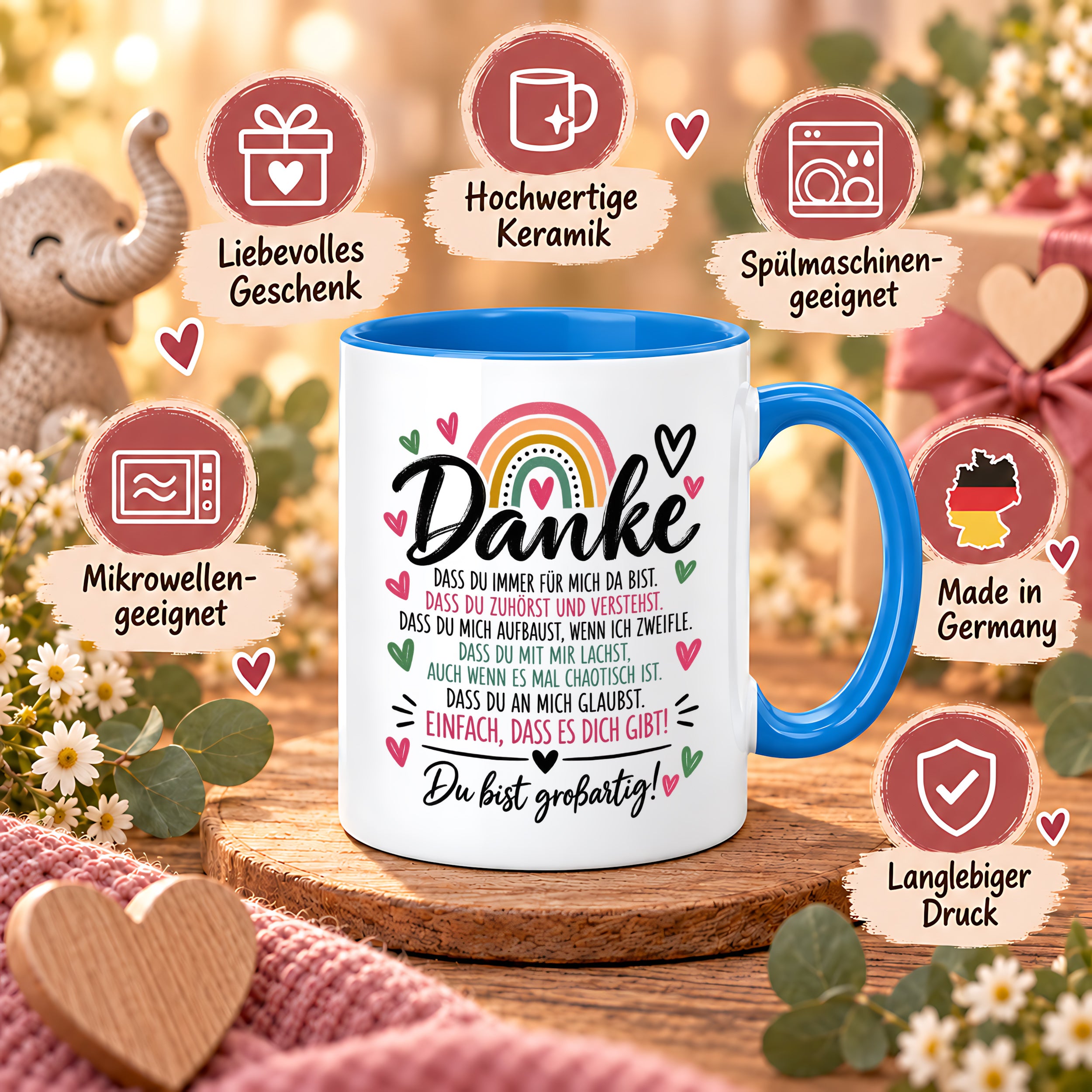 Herzbotschaft Tasse Danke Geschenk für Lieblingsmensch Danksagung