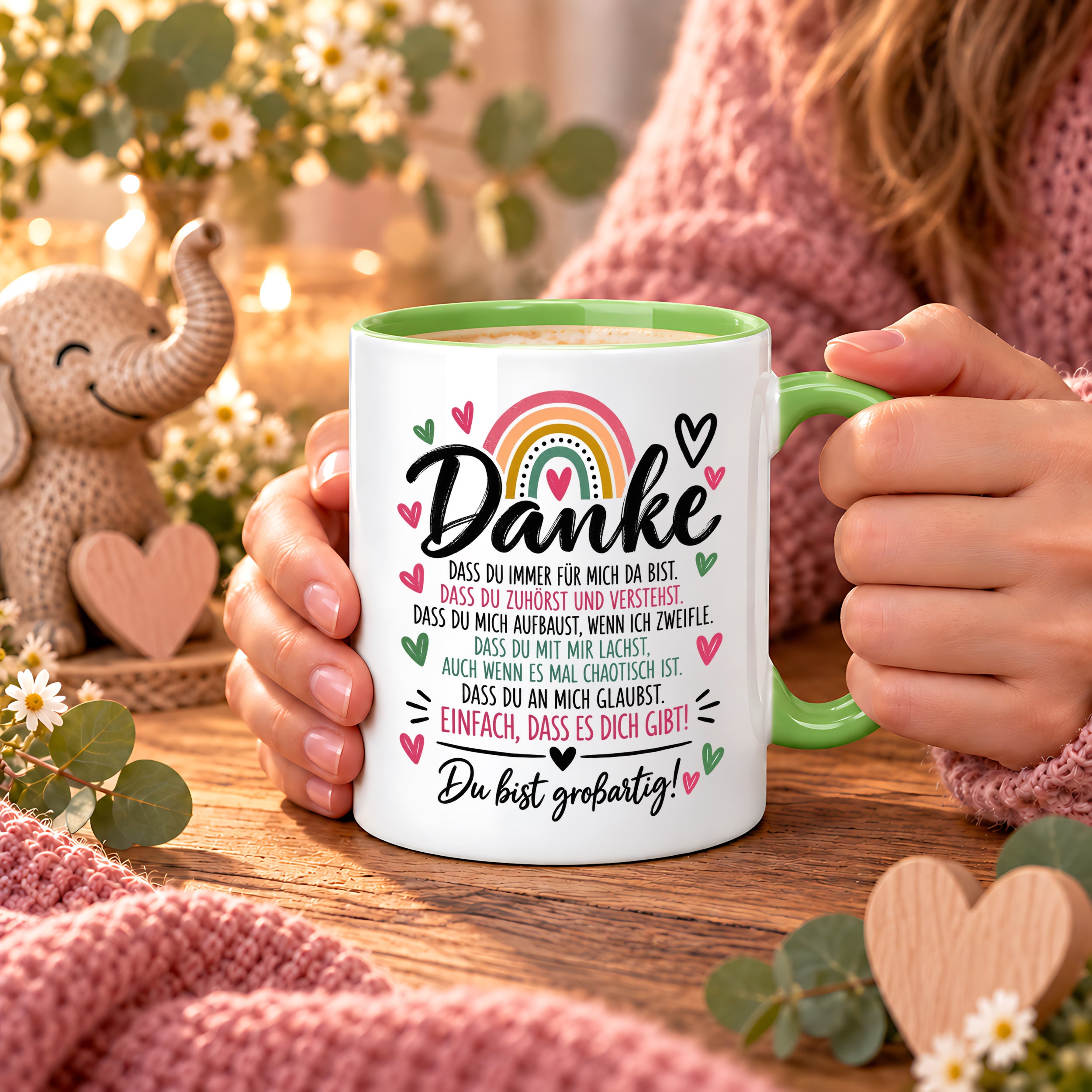 Herzbotschaft Tasse Danke Geschenk für Lieblingsmensch Danksagung