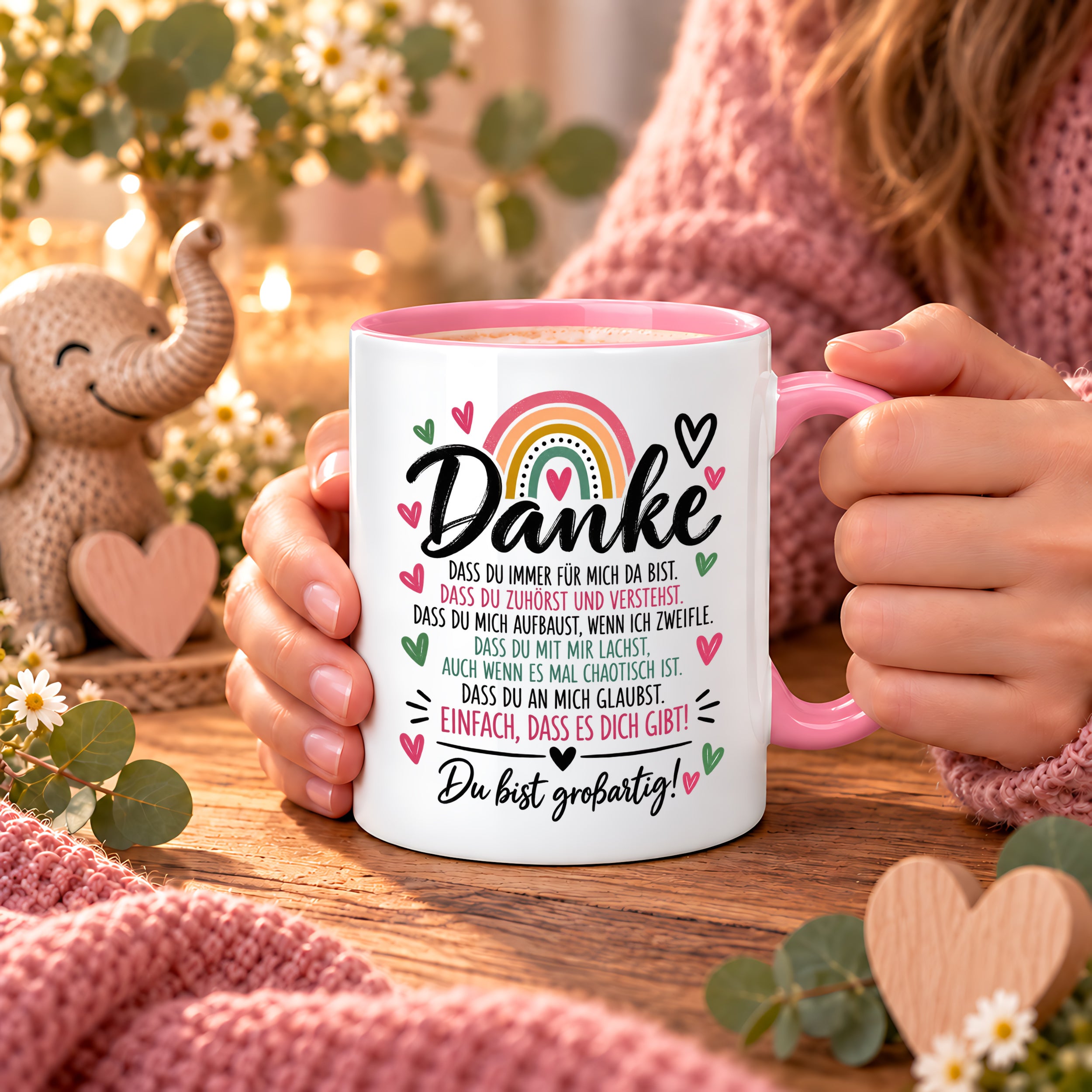 Herzbotschaft Tasse Danke Geschenk für Lieblingsmensch Danksagung