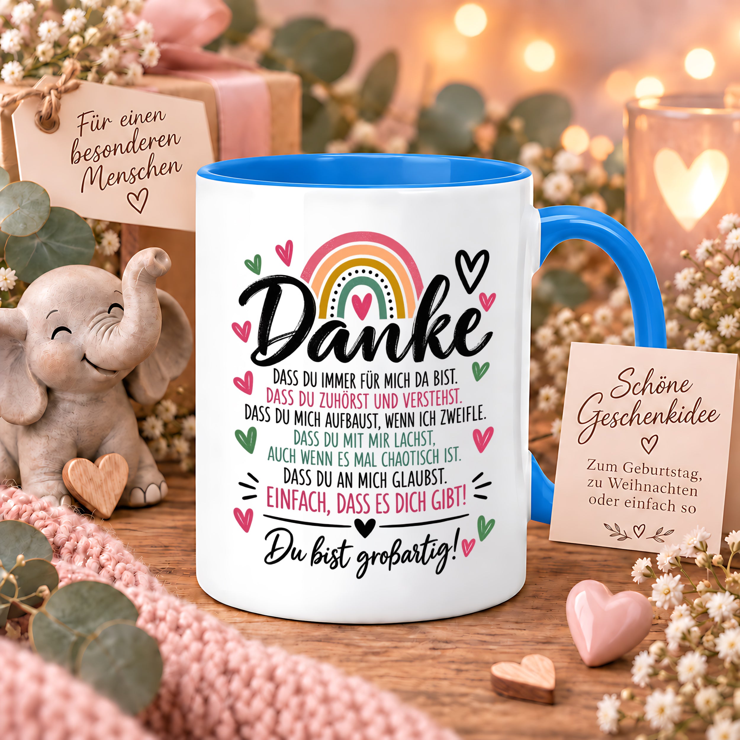 Herzbotschaft Tasse Danke Geschenk für Lieblingsmensch Danksagung