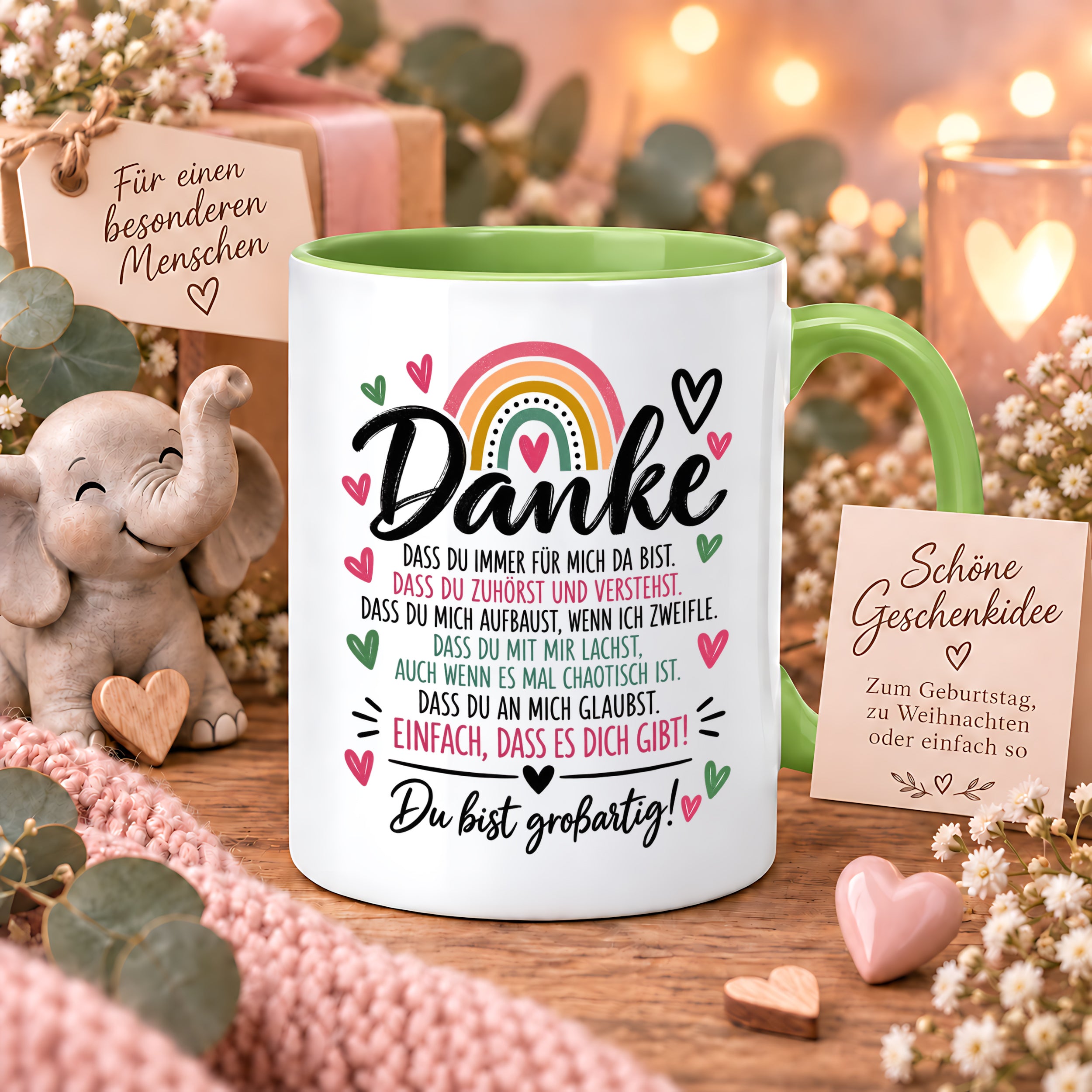 Herzbotschaft Tasse Danke Geschenk für Lieblingsmensch Danksagung