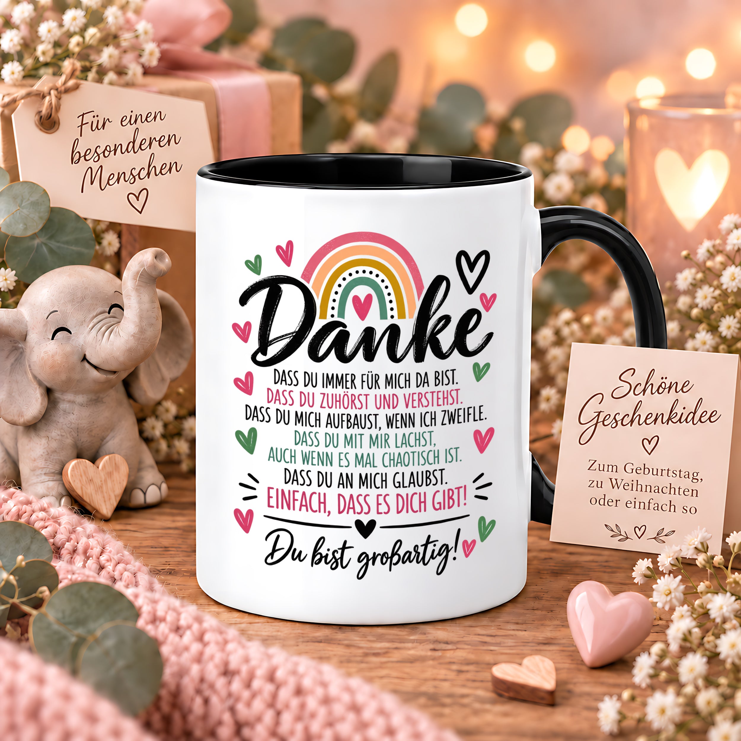 Herzbotschaft Tasse Danke Geschenk für Lieblingsmensch Danksagung