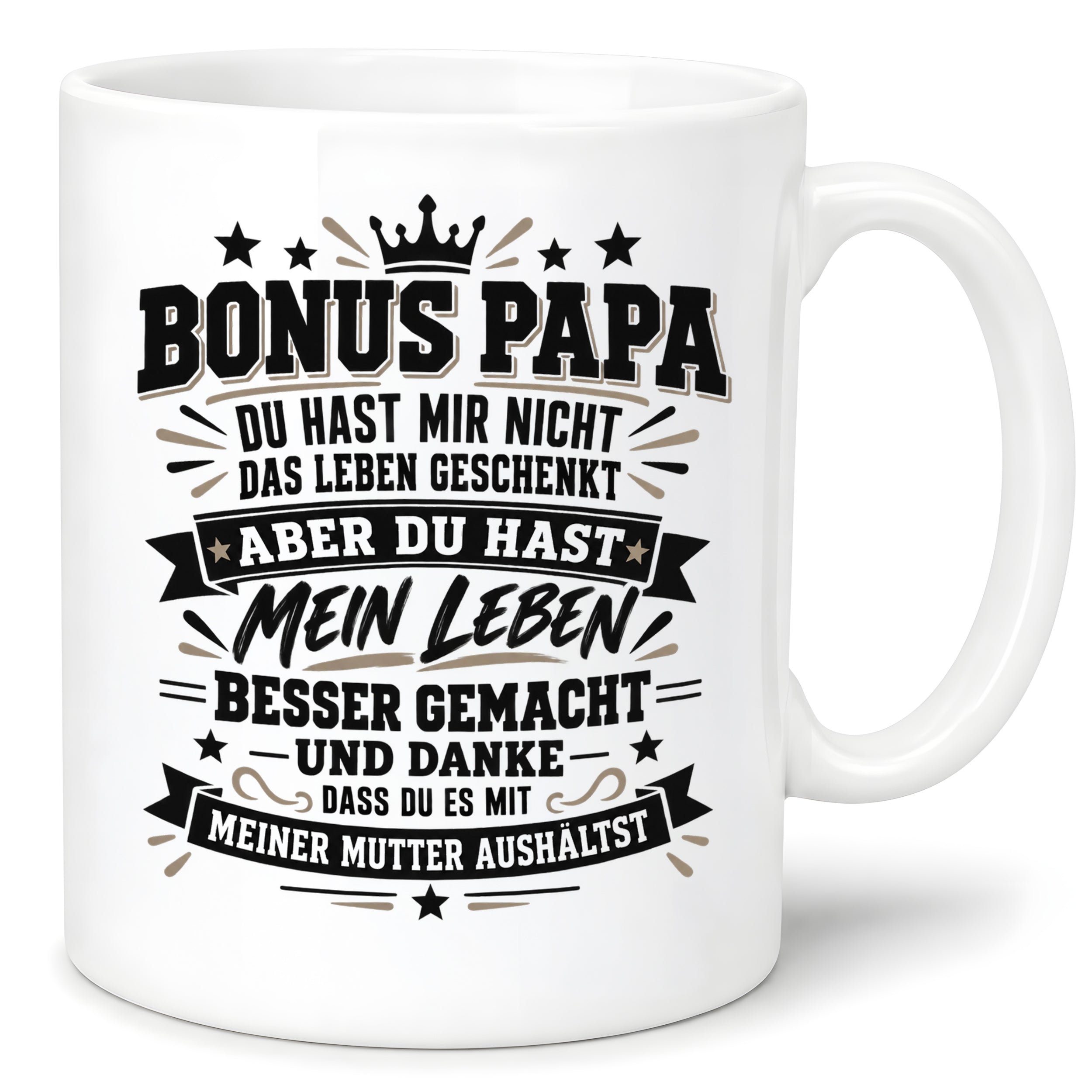 Herzbotschaft Stiefvater Tasse Geschenk Bonus Papa Kaffeetasse Stiefpapa