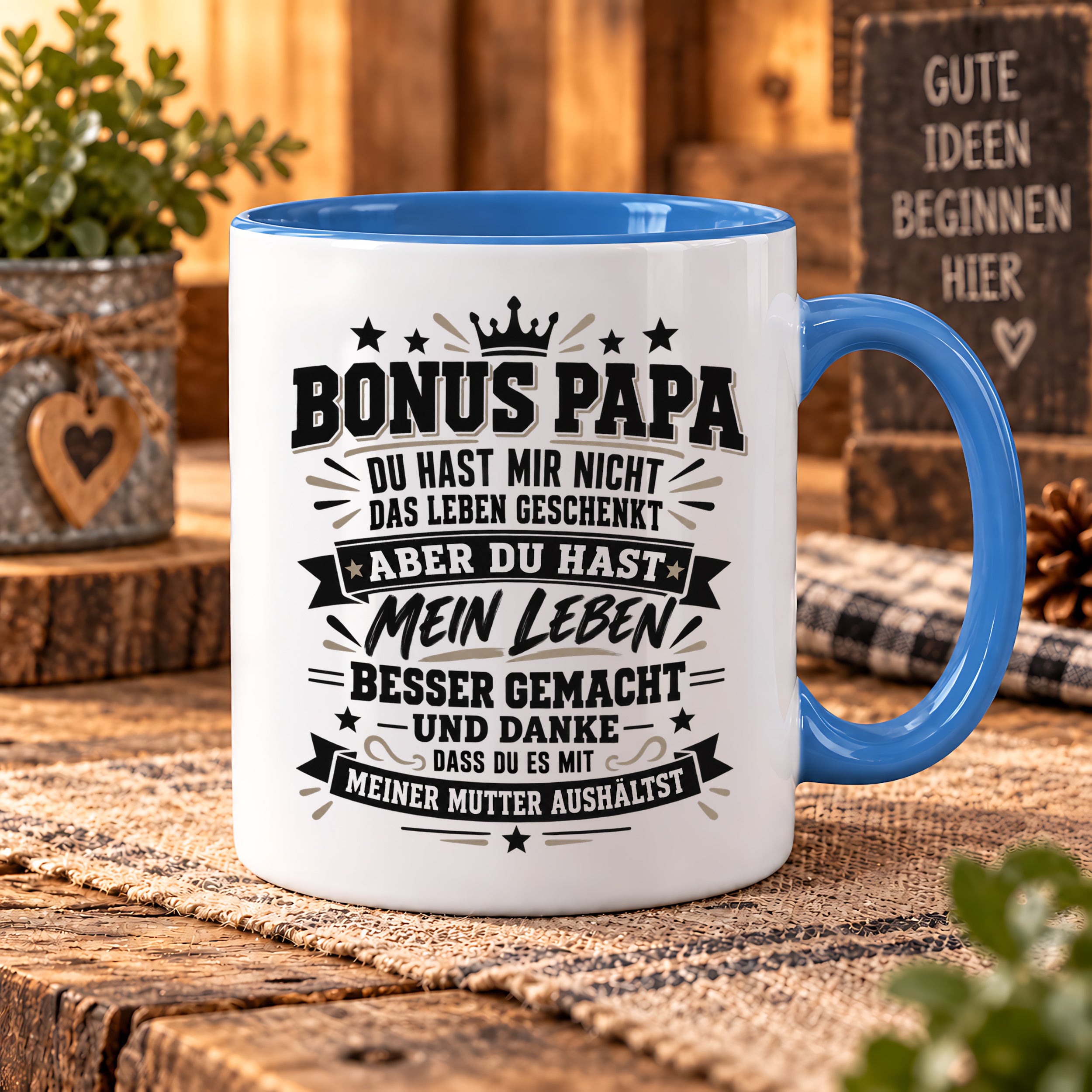 Herzbotschaft Stiefvater Tasse Geschenk Bonus Papa Kaffeetasse Stiefpapa