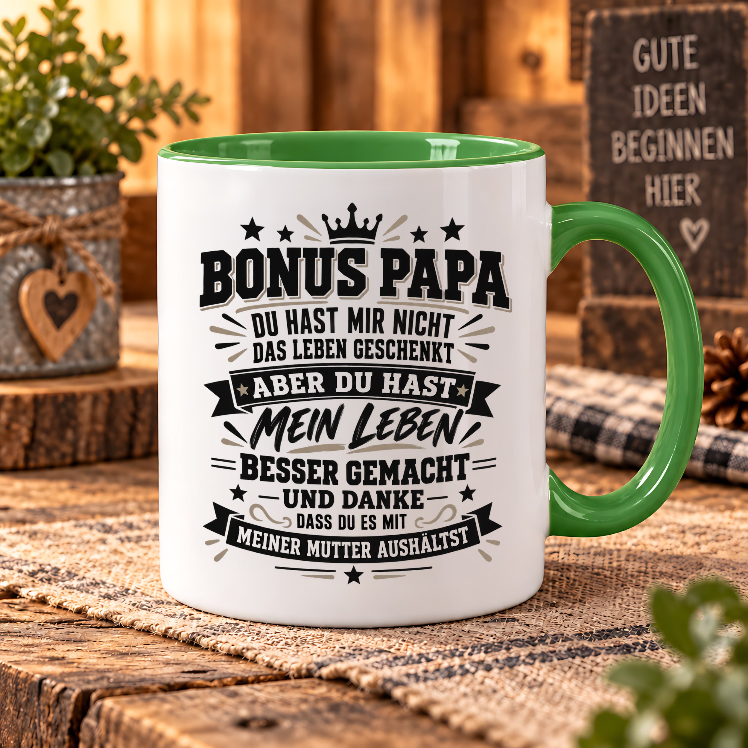 Herzbotschaft Stiefvater Tasse Geschenk Bonus Papa Kaffeetasse Stiefpapa