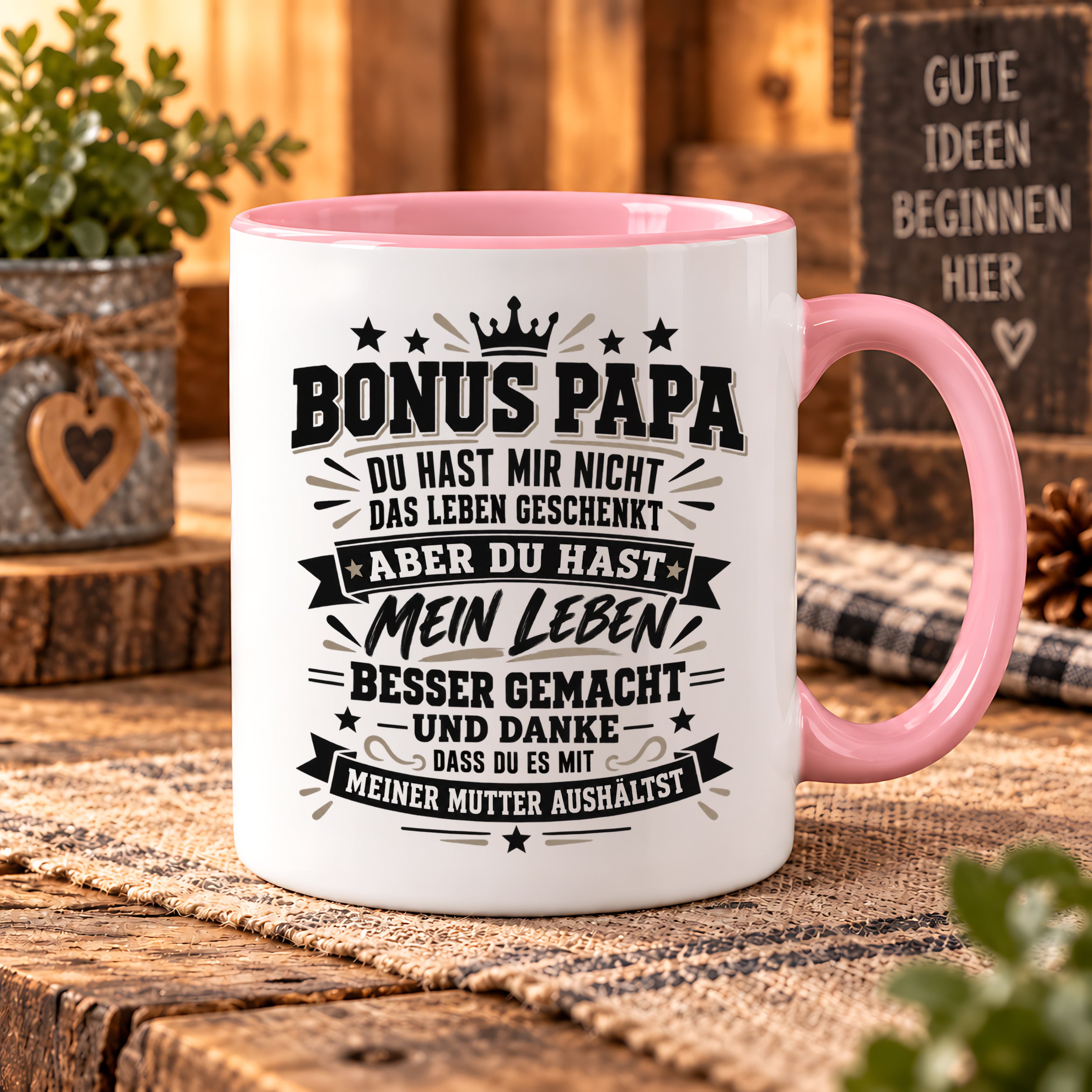 Herzbotschaft Stiefvater Tasse Geschenk Bonus Papa Kaffeetasse Stiefpapa