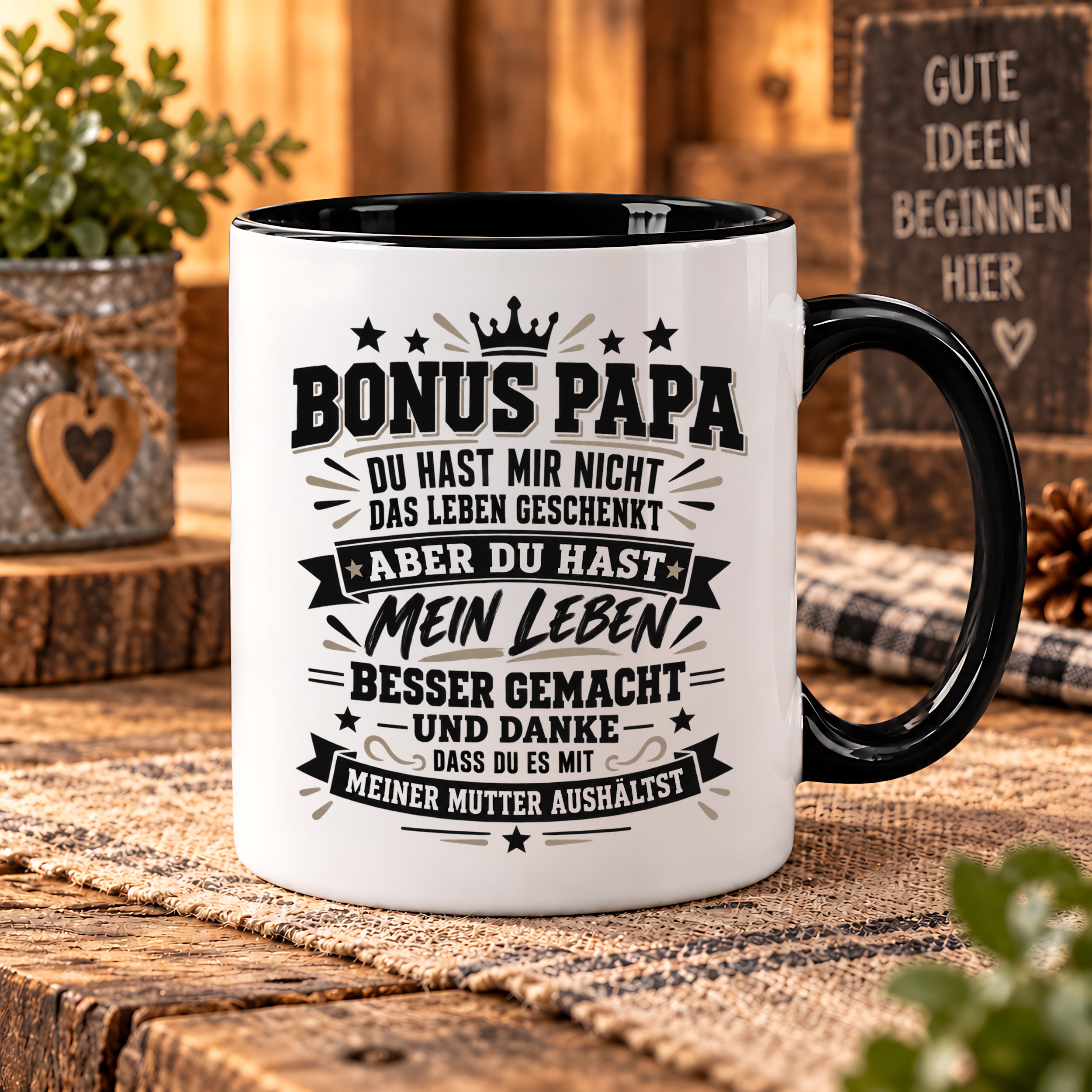 Herzbotschaft Stiefvater Tasse Geschenk Bonus Papa Kaffeetasse Stiefpapa