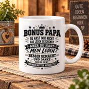 Herzbotschaft Stiefvater Tasse Geschenk Bonus Papa Kaffeetasse Stiefpapa