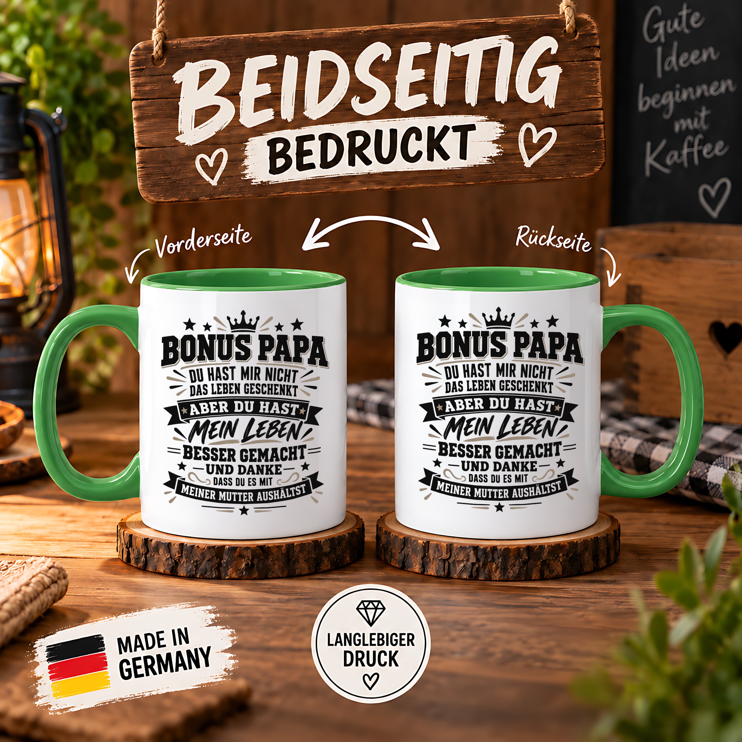Herzbotschaft Stiefvater Tasse Geschenk Bonus Papa Kaffeetasse Stiefpapa