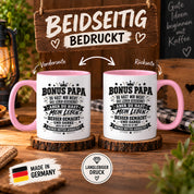 Herzbotschaft Stiefvater Tasse Geschenk Bonus Papa Kaffeetasse Stiefpapa