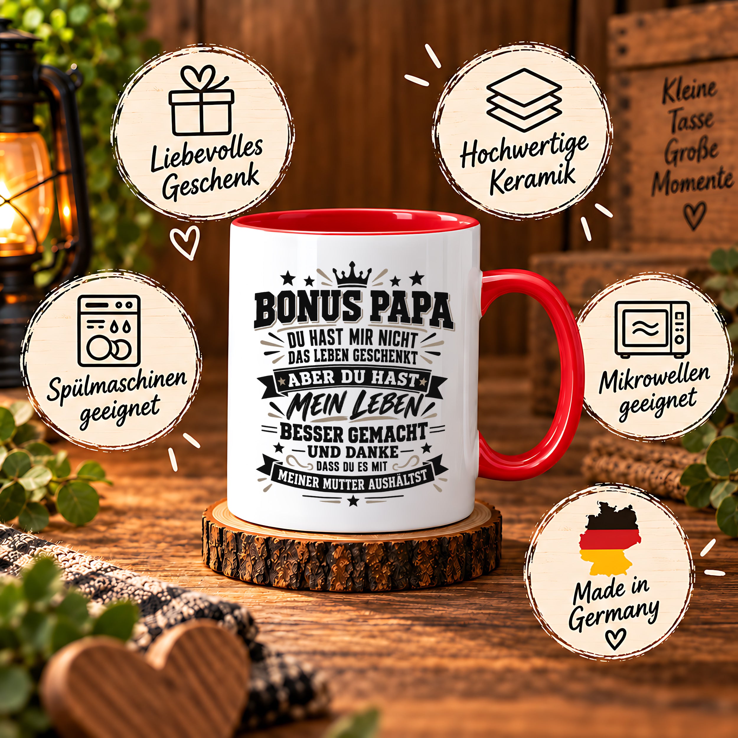 Herzbotschaft Stiefvater Tasse Geschenk Bonus Papa Kaffeetasse Stiefpapa