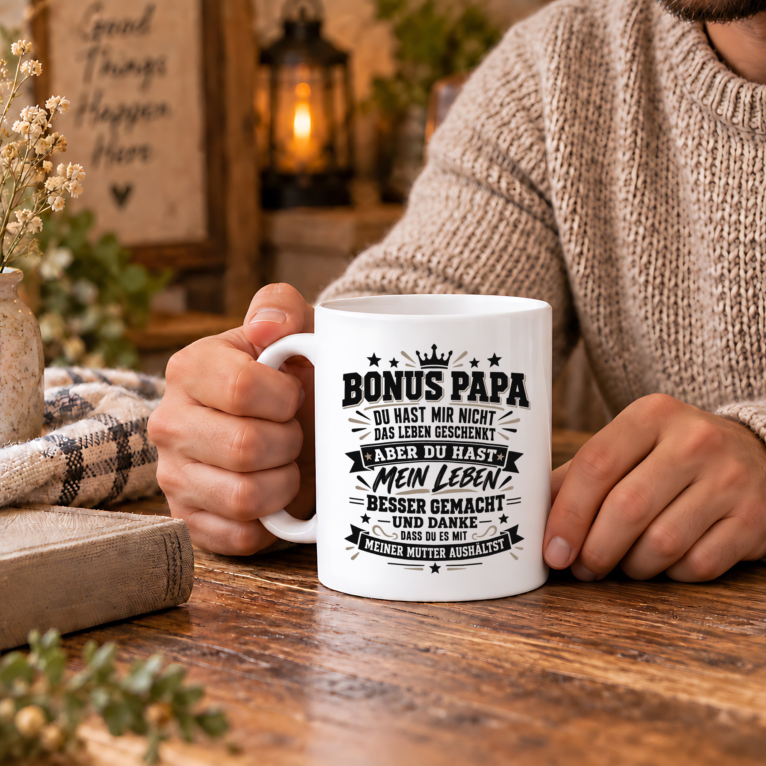 Herzbotschaft Stiefvater Tasse Geschenk Bonus Papa Kaffeetasse Stiefpapa