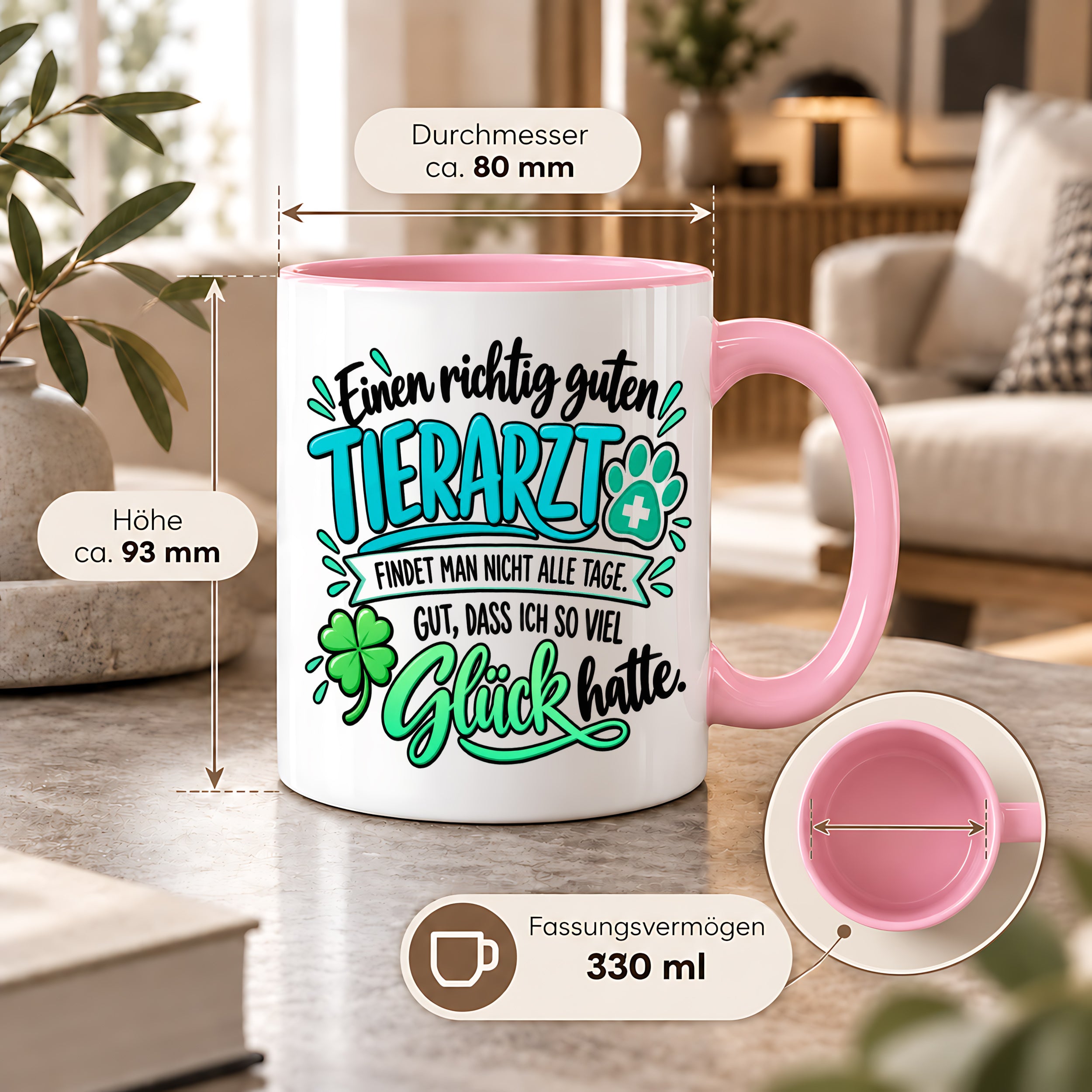Herzbotschaft Tasse Danke Geschenk für Tierarzt Kaffeetasse Veterinär