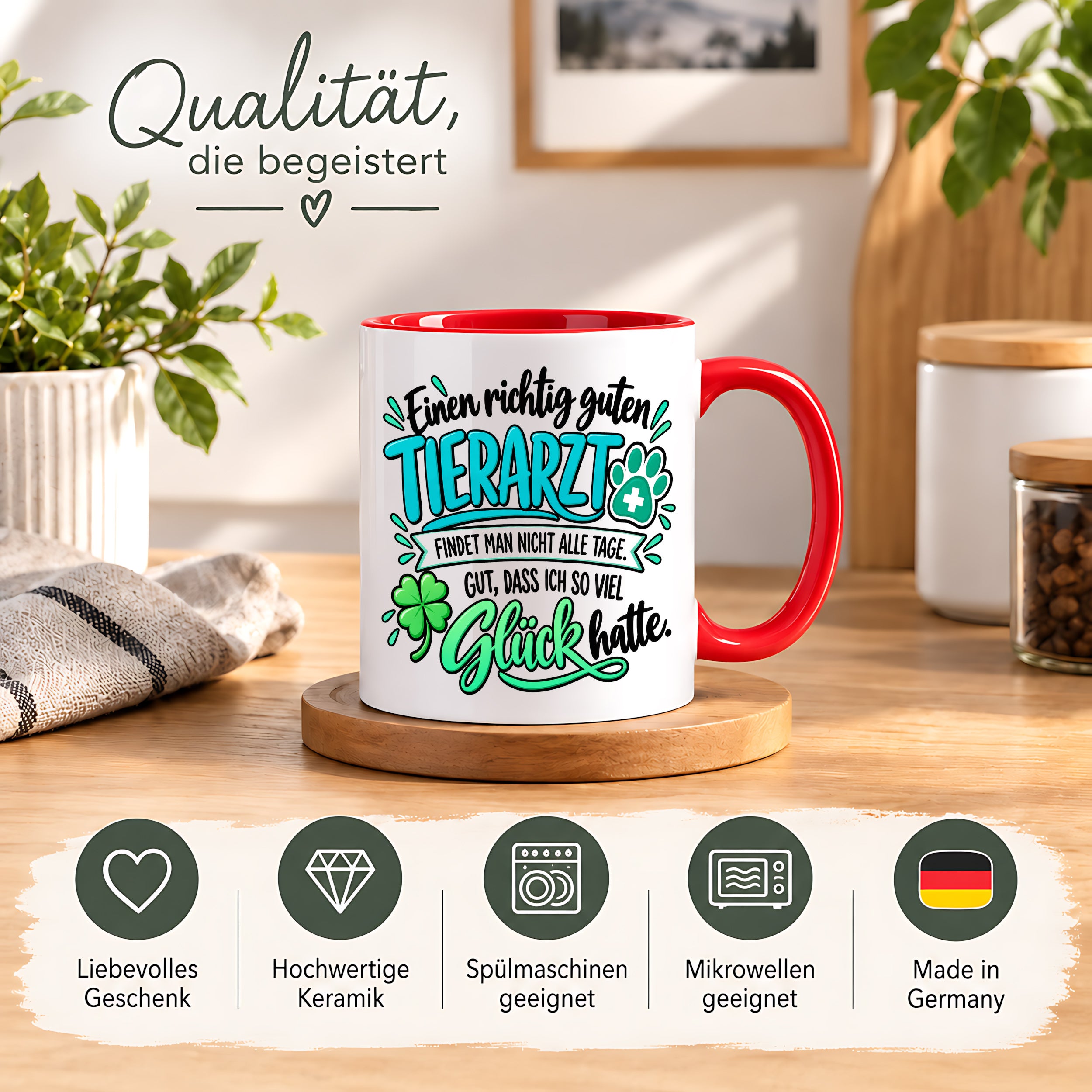 Herzbotschaft Tasse Danke Geschenk für Tierarzt Kaffeetasse Veterinär