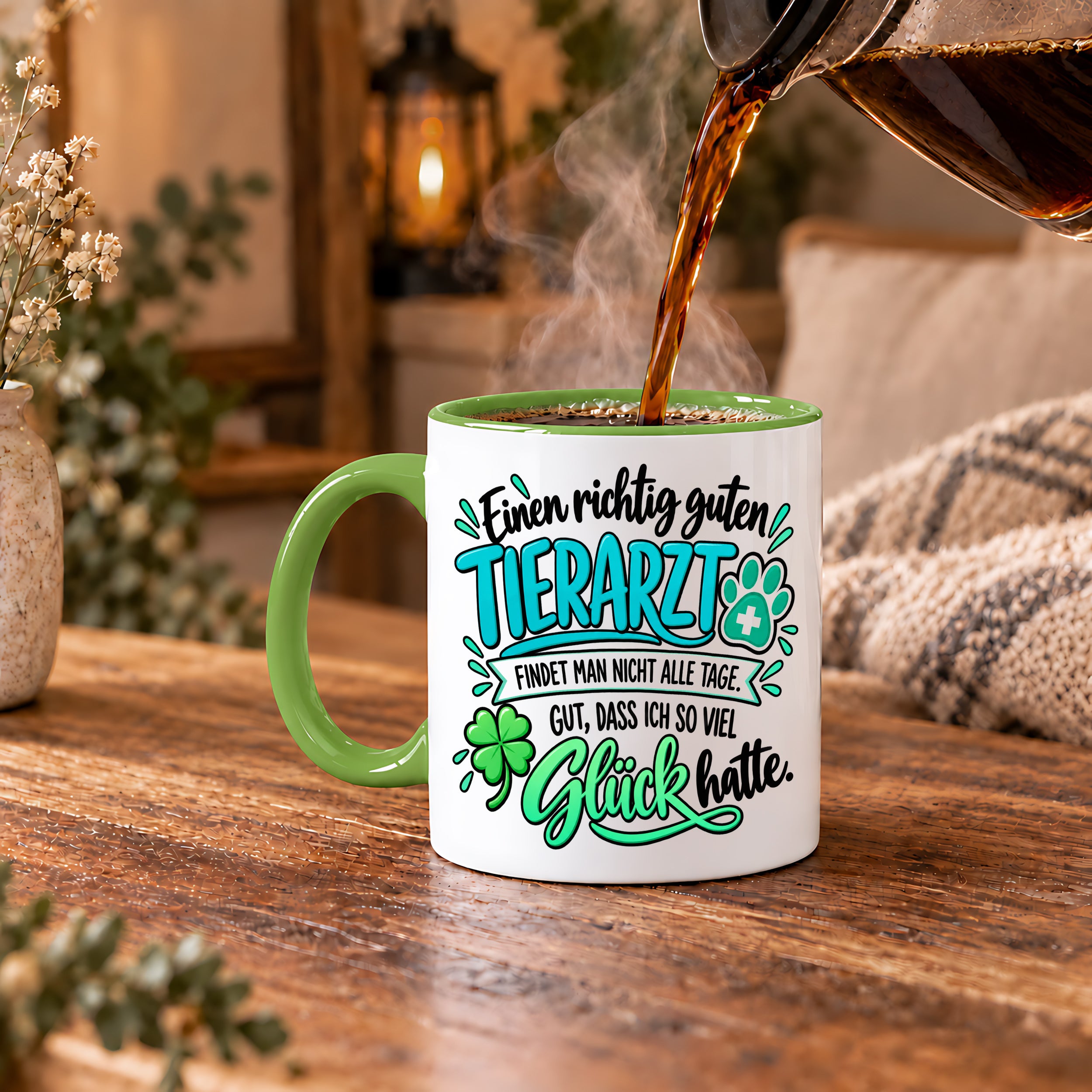 Herzbotschaft Tasse Danke Geschenk für Tierarzt Kaffeetasse Veterinär