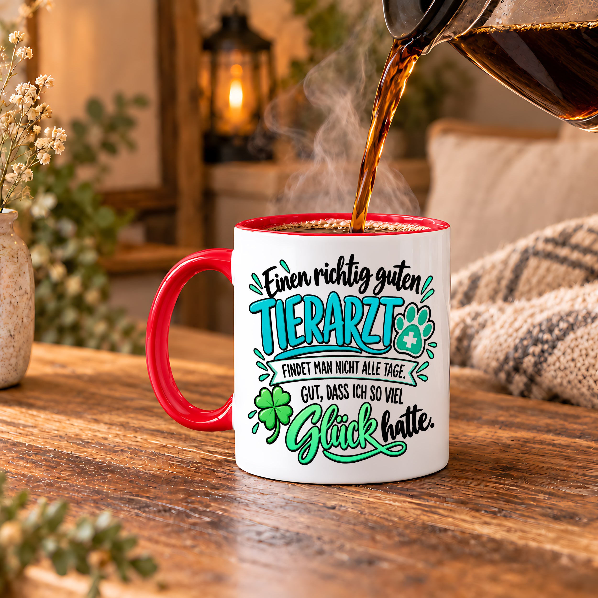 Herzbotschaft Tasse Danke Geschenk für Tierarzt Kaffeetasse Veterinär