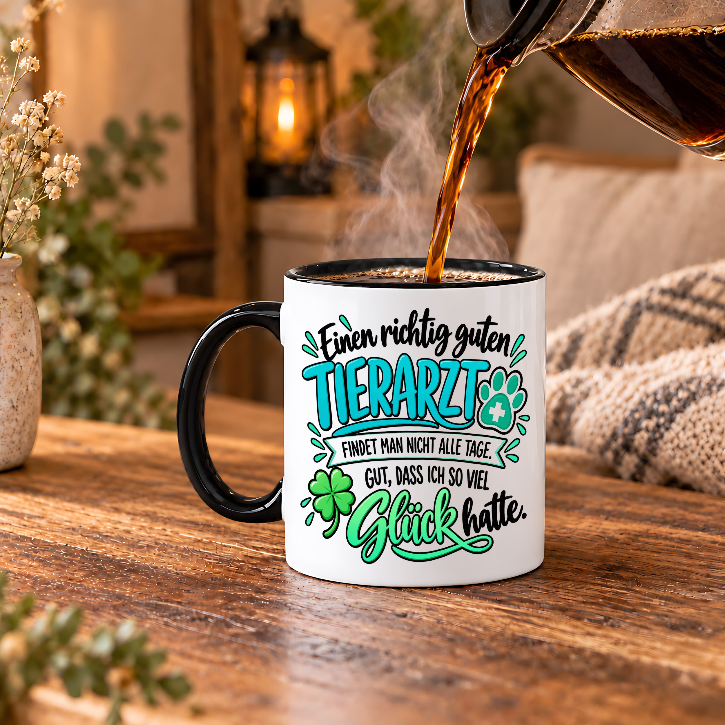 Herzbotschaft Tasse Danke Geschenk für Tierarzt Kaffeetasse Veterinär