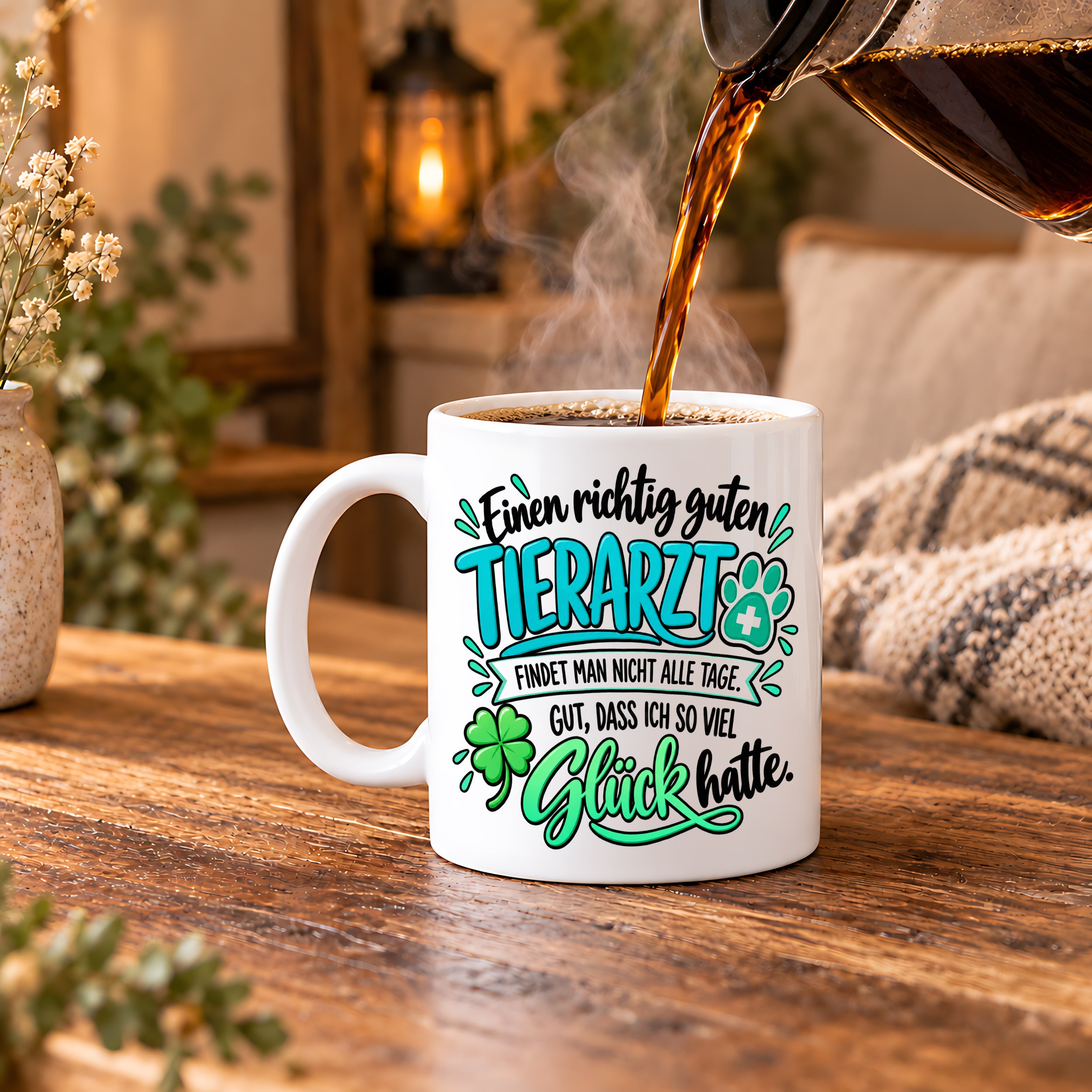 Herzbotschaft Tasse Danke Geschenk für Tierarzt Kaffeetasse Veterinär