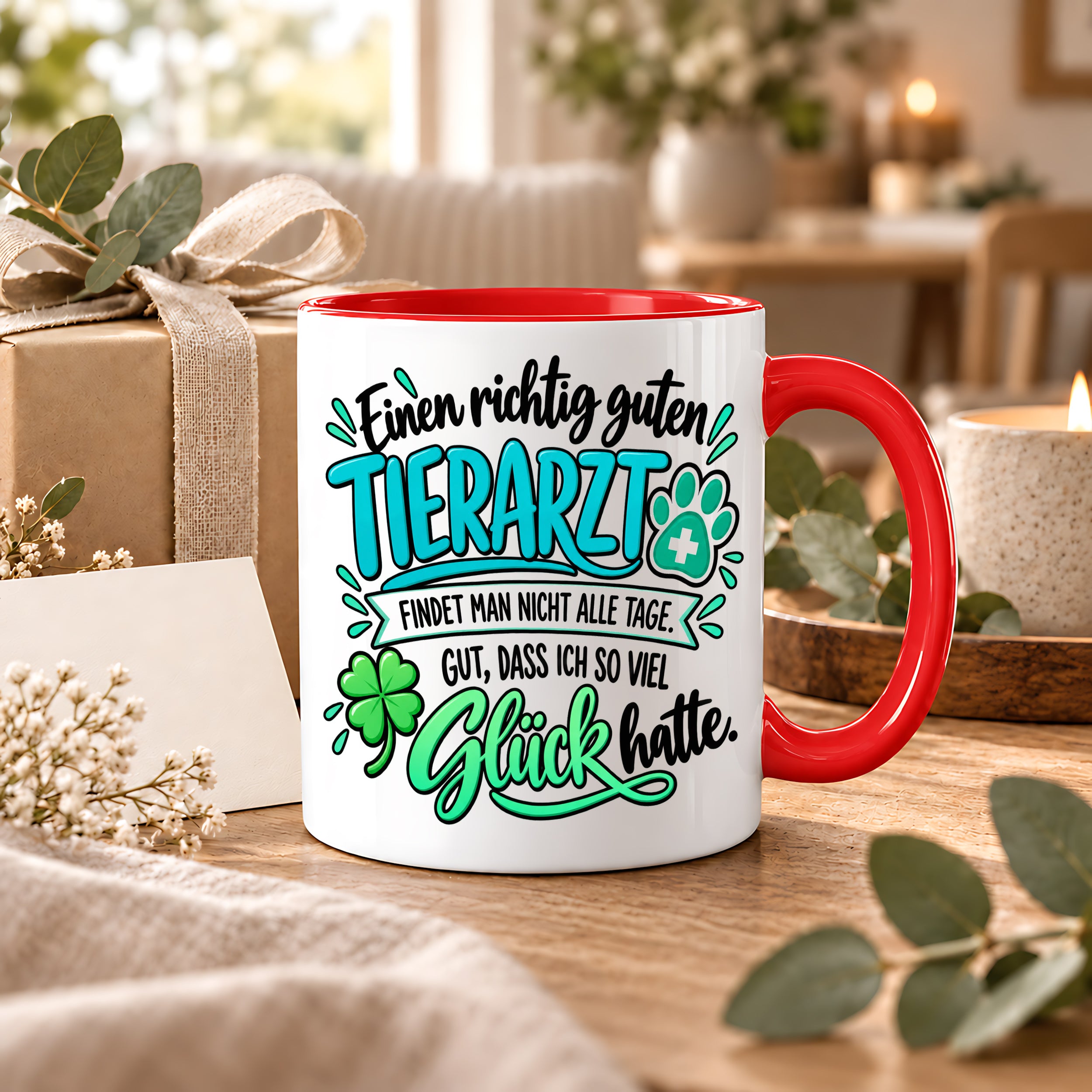 Herzbotschaft Tasse Danke Geschenk für Tierarzt Kaffeetasse Veterinär