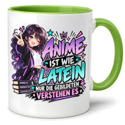 Herzbotschaft Tasse Anime ist wie Latein Geschenk für Anime Fan