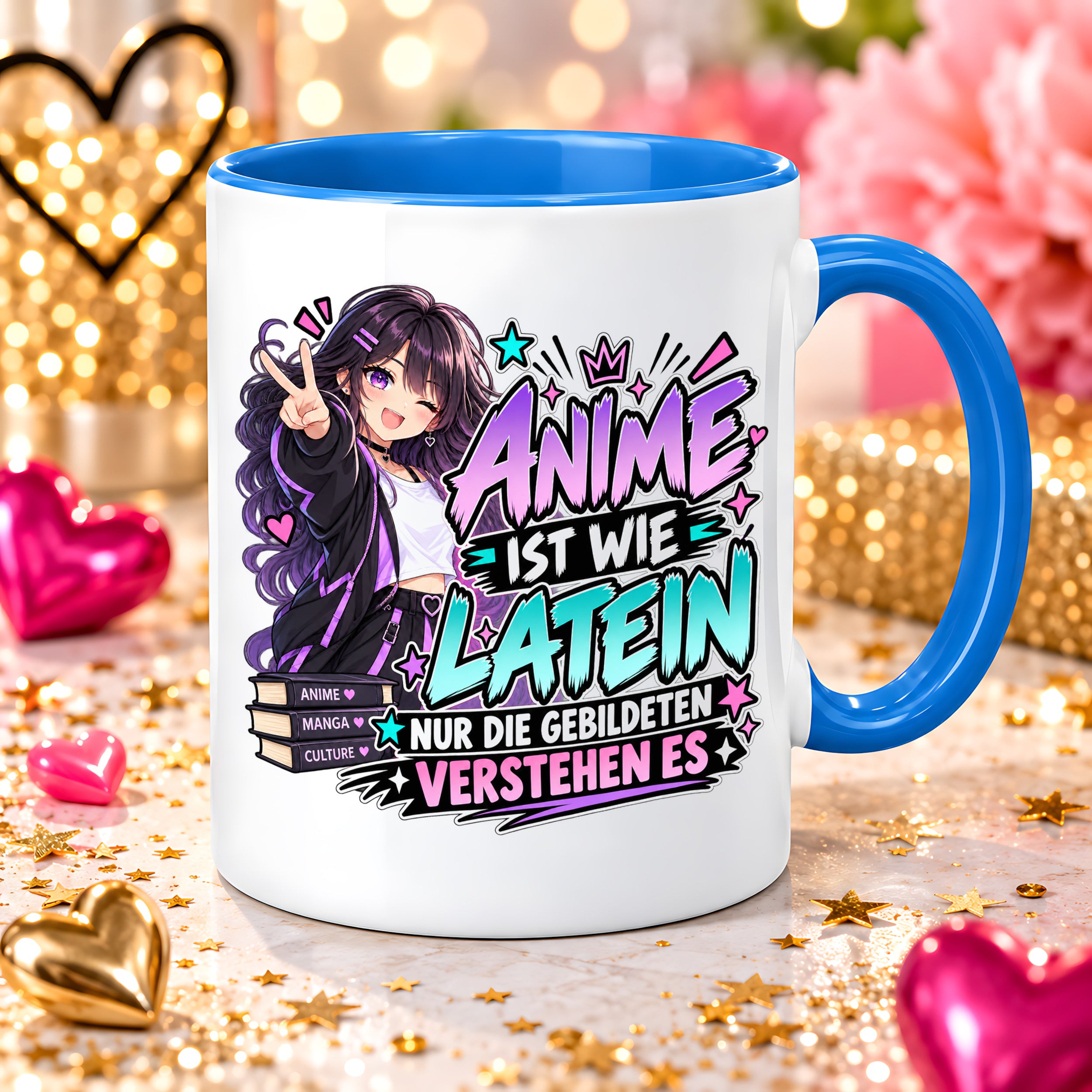 Herzbotschaft Tasse Anime ist wie Latein Geschenk für Anime Fan