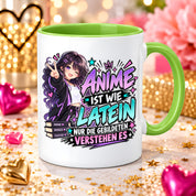 Herzbotschaft Tasse Anime ist wie Latein Geschenk für Anime Fan