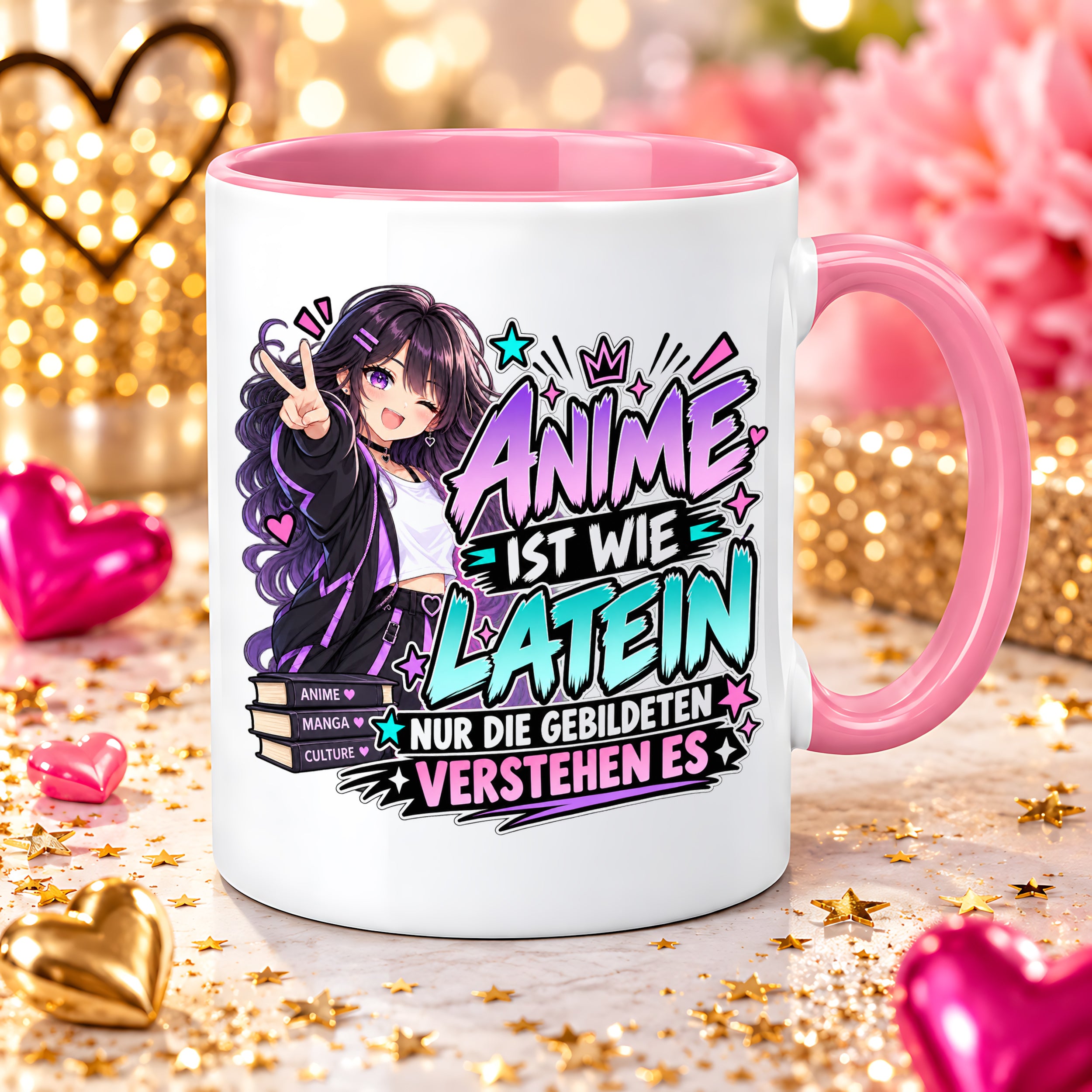 Herzbotschaft Tasse Anime ist wie Latein Geschenk für Anime Fan