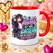 Herzbotschaft Tasse Anime ist wie Latein Geschenk für Anime Fan