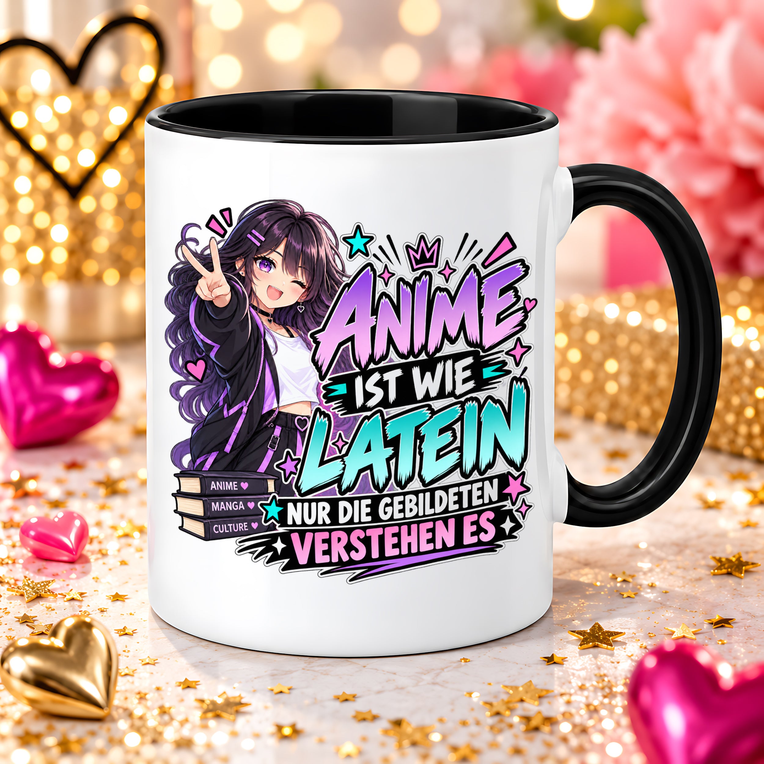 Herzbotschaft Tasse Anime ist wie Latein Geschenk für Anime Fan