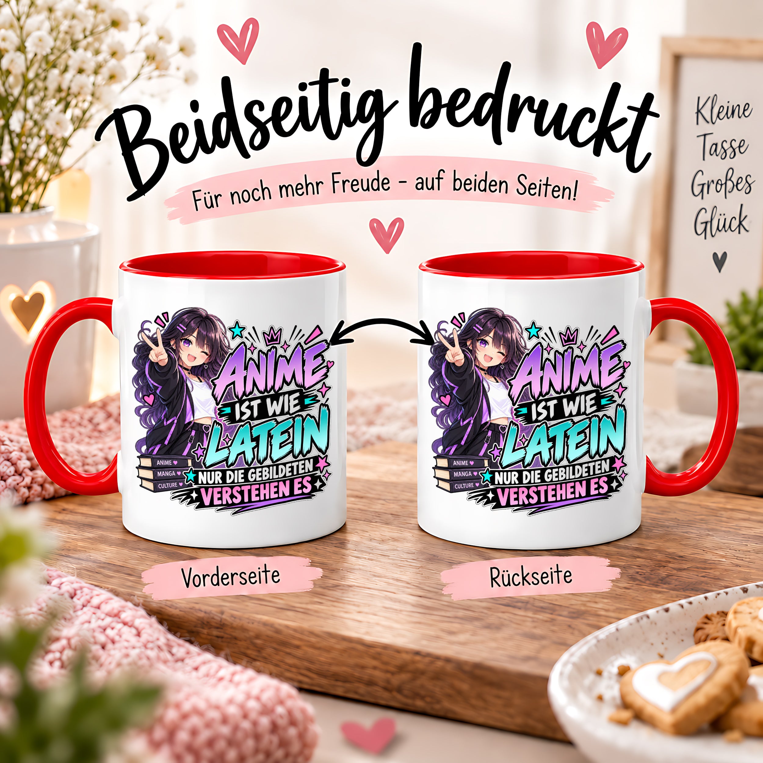Herzbotschaft Tasse Anime ist wie Latein Geschenk für Anime Fan