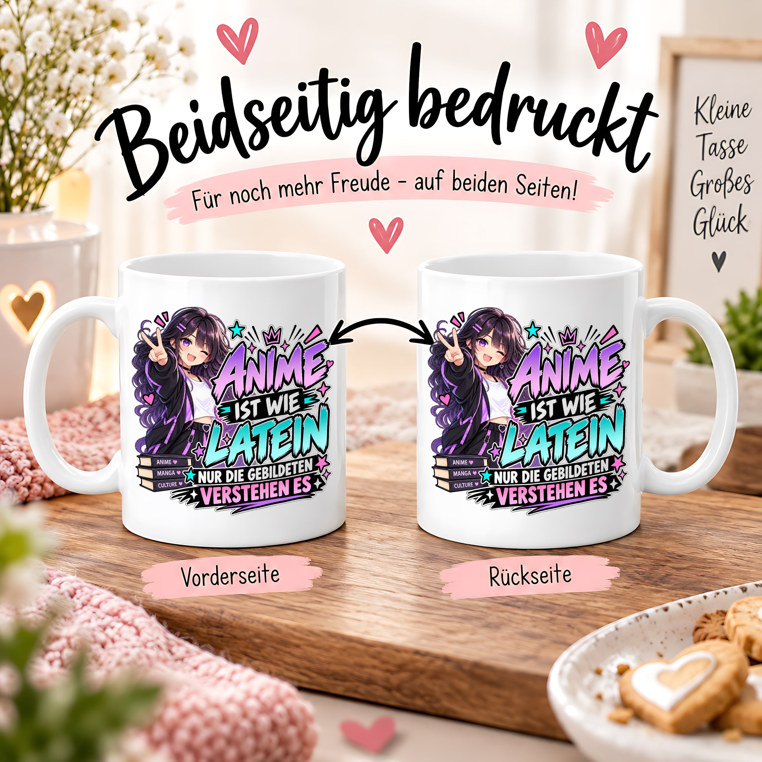 Herzbotschaft Tasse Anime ist wie Latein Geschenk für Anime Fan