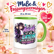 Herzbotschaft Tasse Anime ist wie Latein Geschenk für Anime Fan
