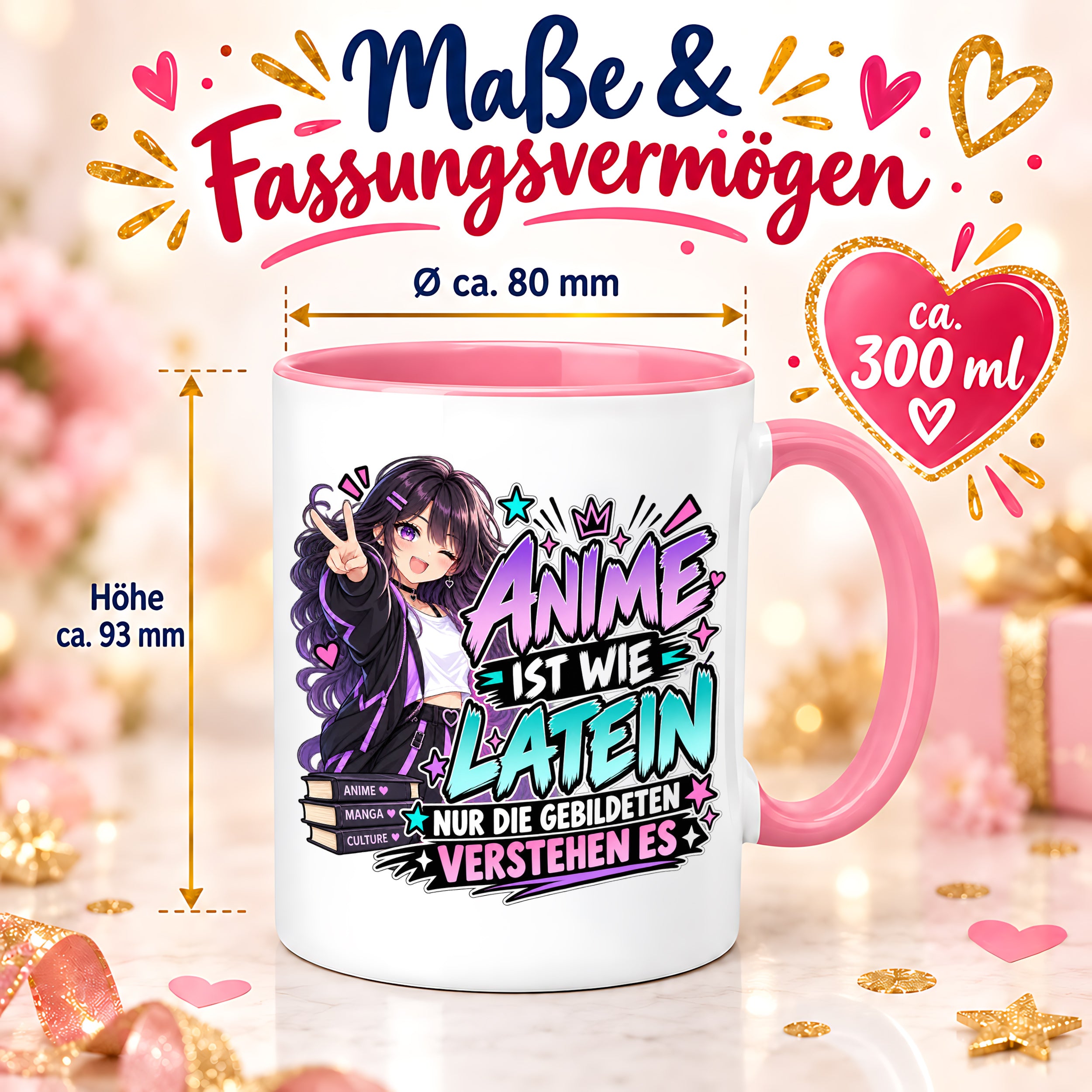 Herzbotschaft Tasse Anime ist wie Latein Geschenk für Anime Fan