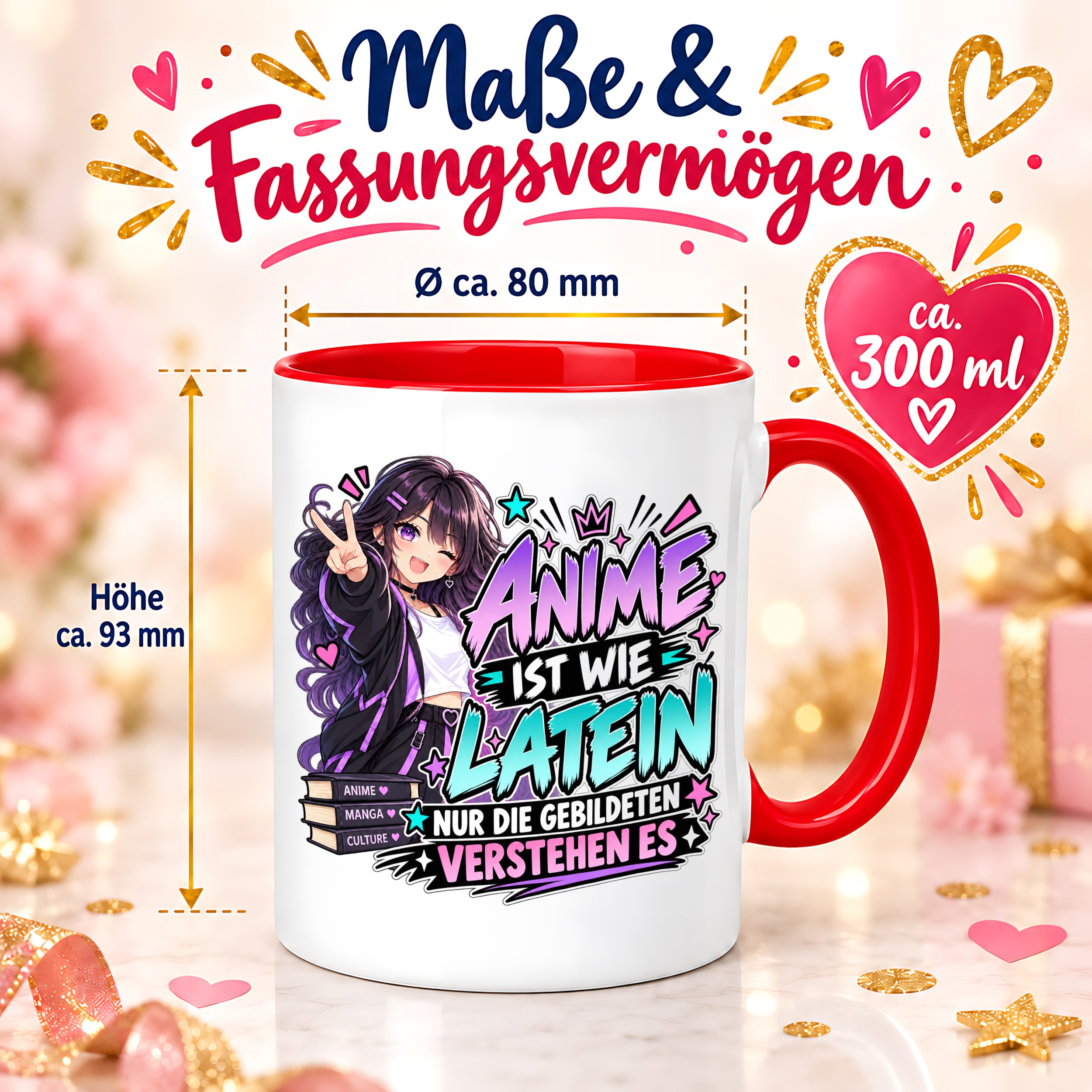 Herzbotschaft Tasse Anime ist wie Latein Geschenk für Anime Fan